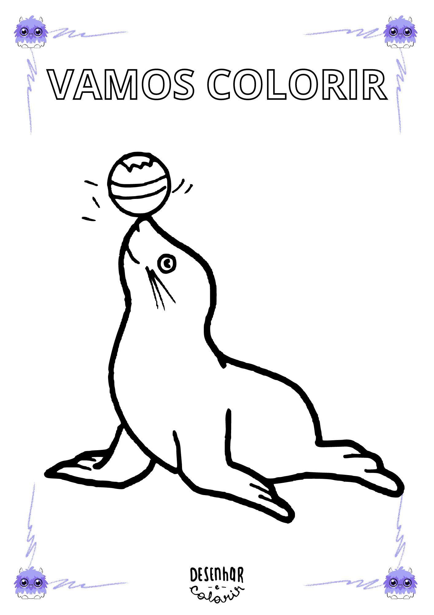 desenho de foca para colorir