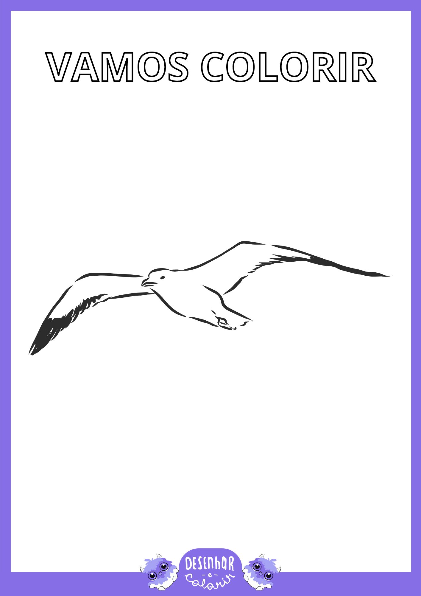 Desenho de gaivota voando para colorir