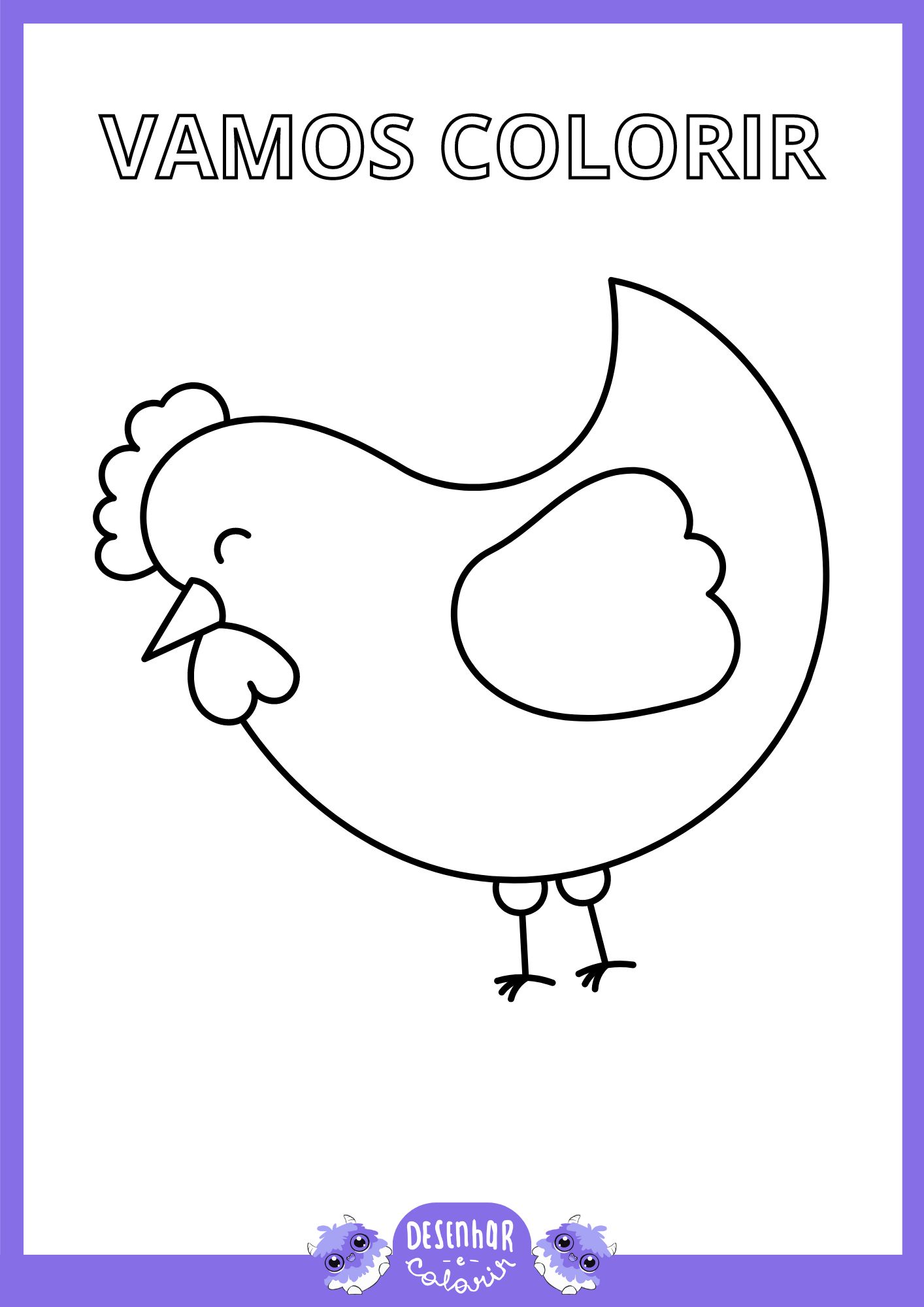 Desenho de galinha para colorir e imprimir