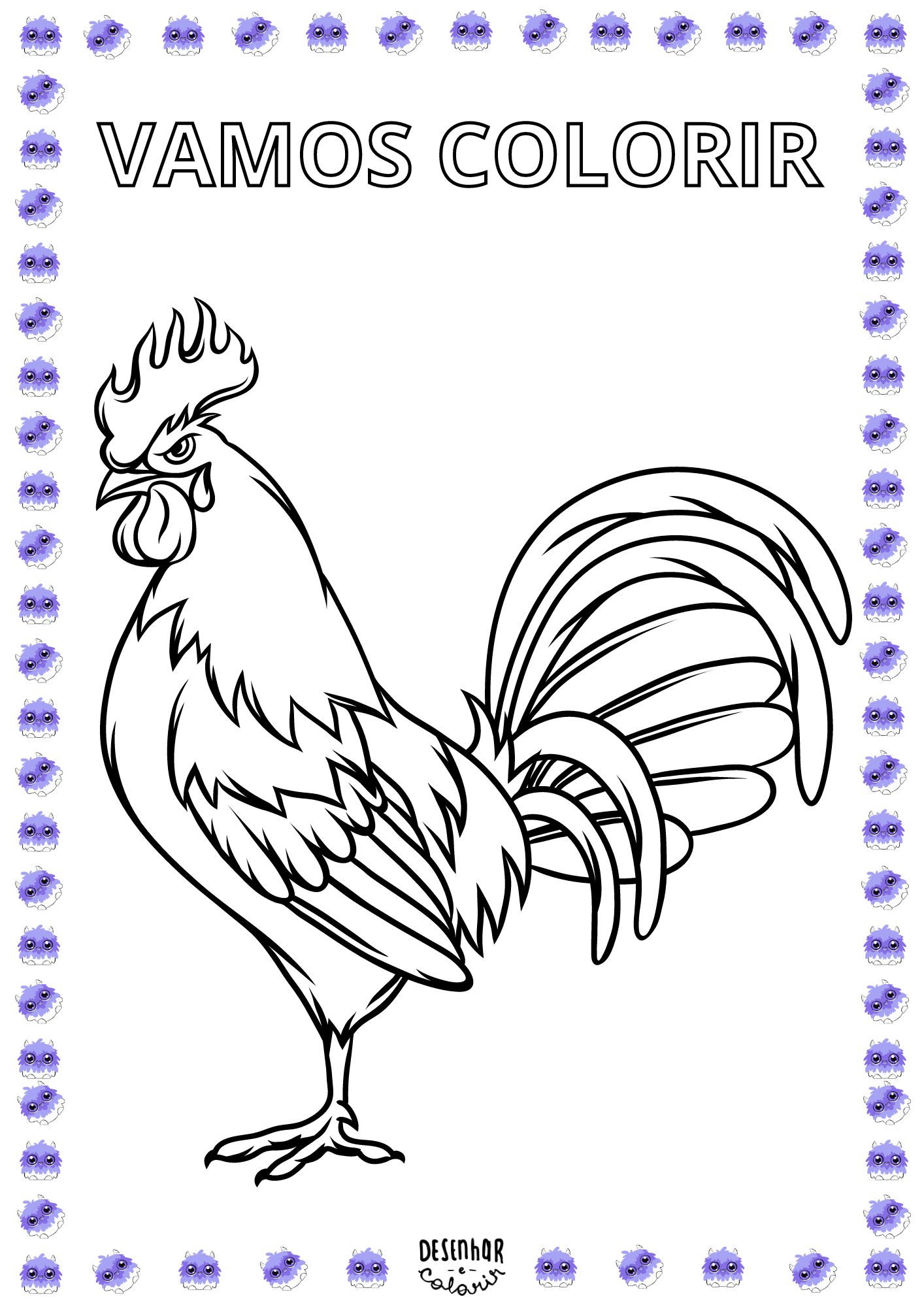 Desenho de galo para colorir