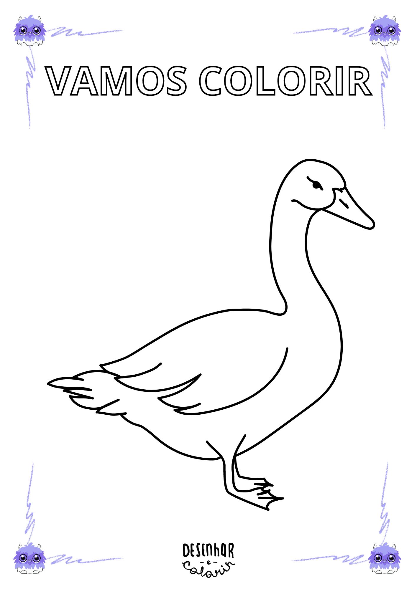 Desenho de um ganso para colorir