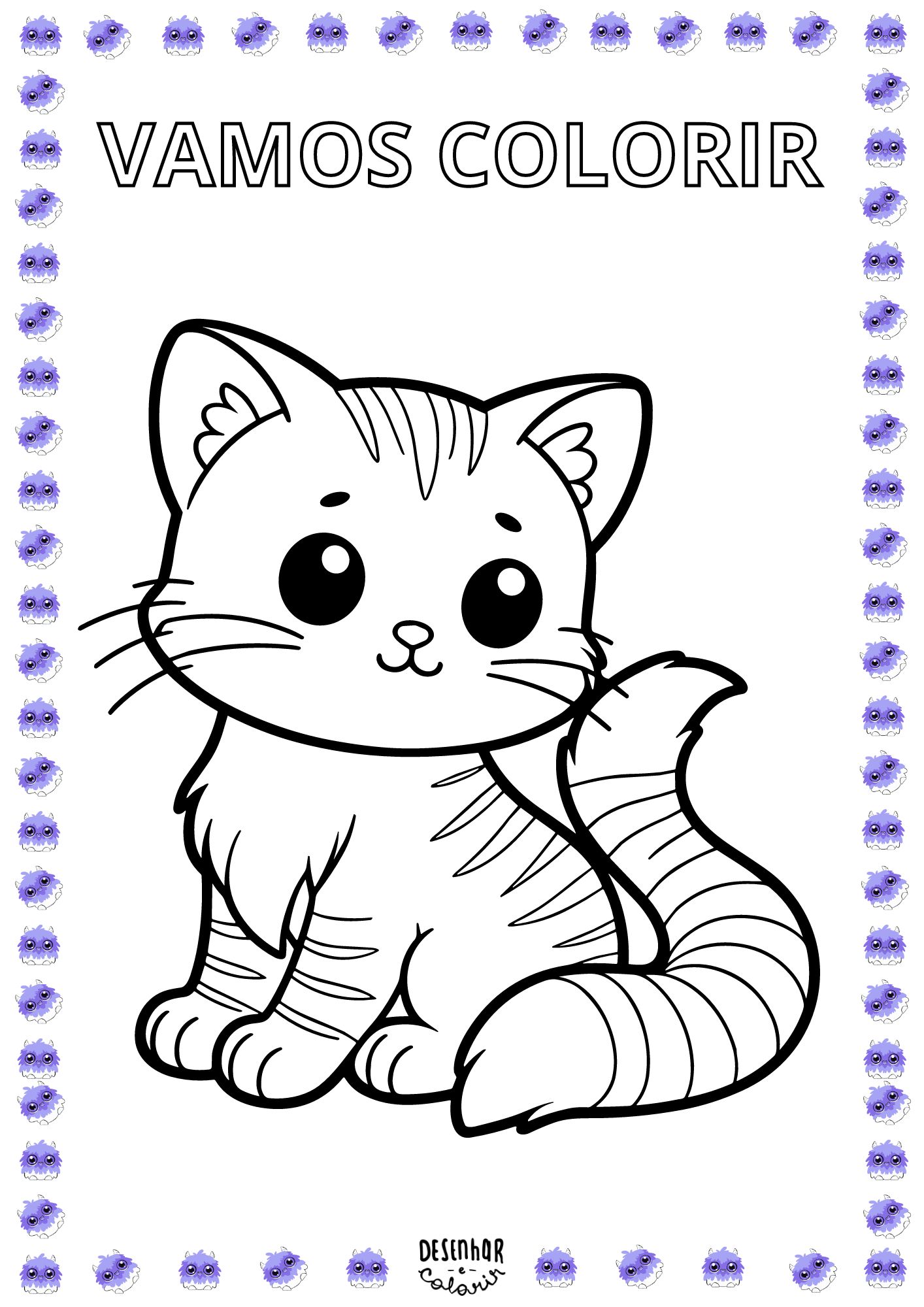 Desenho de gato fofo para colorir
