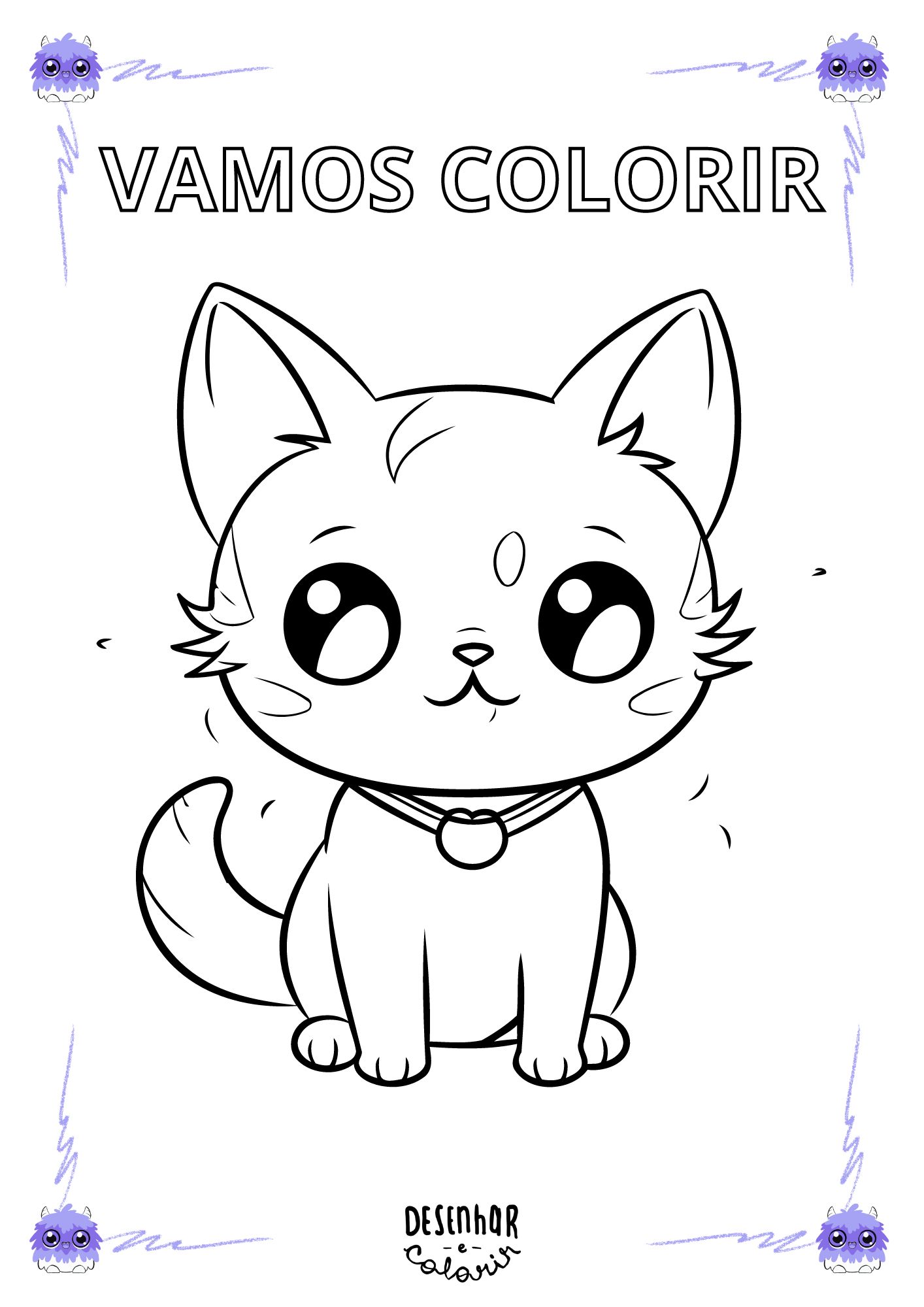 Gatos Fofos para Colorir
