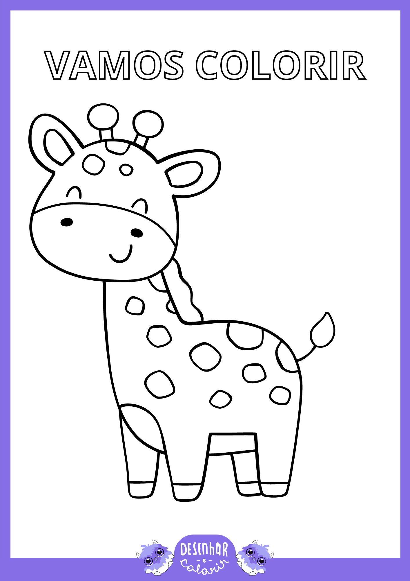 Desenho de uma girafinha fofinha para colorir