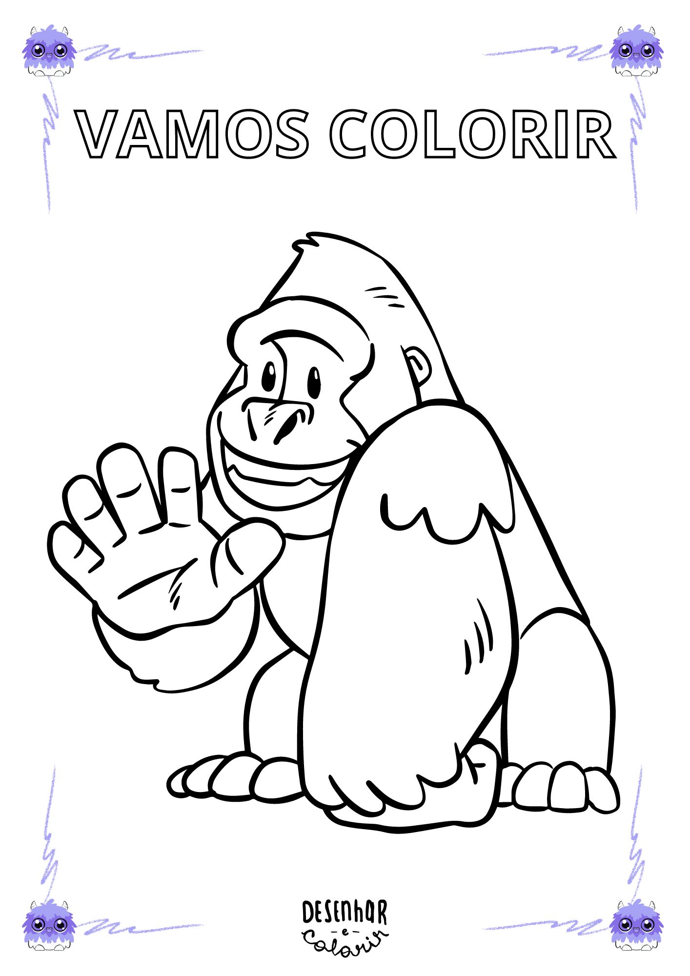 Desenho de Gorila para Colorir