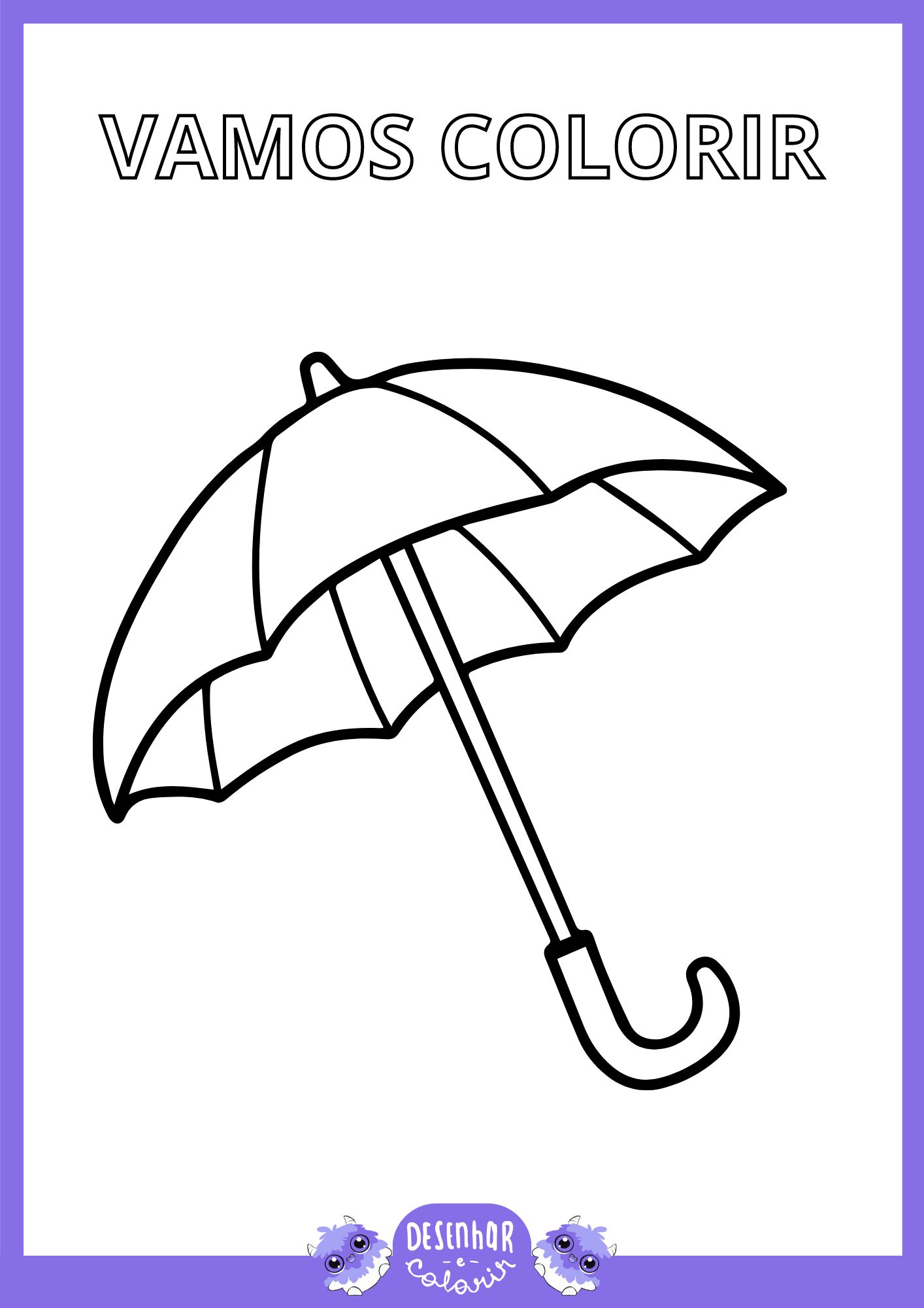 Desenho de vários guarda-chuvas para colorir