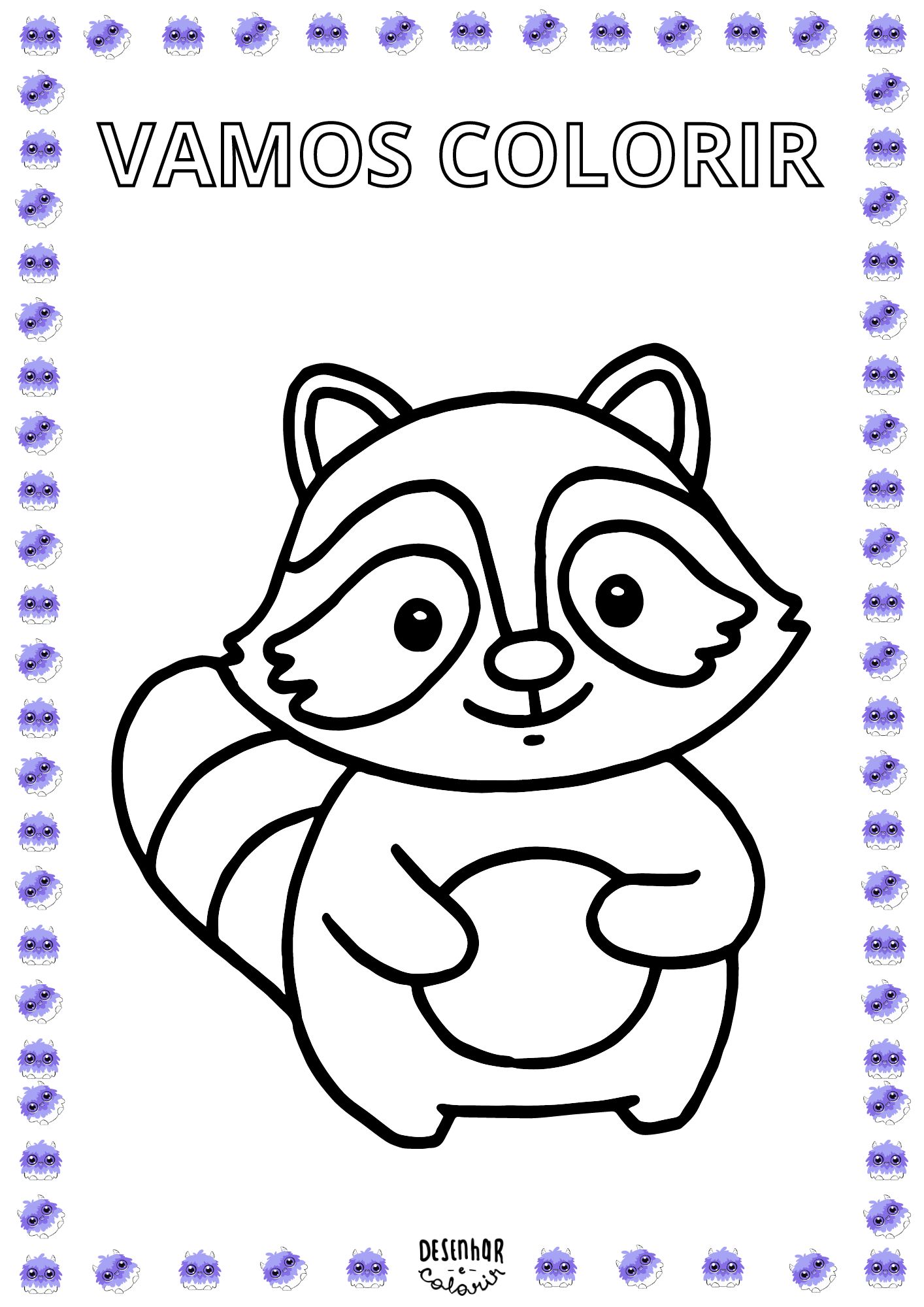 Desenho de um guaxinim para colorir
