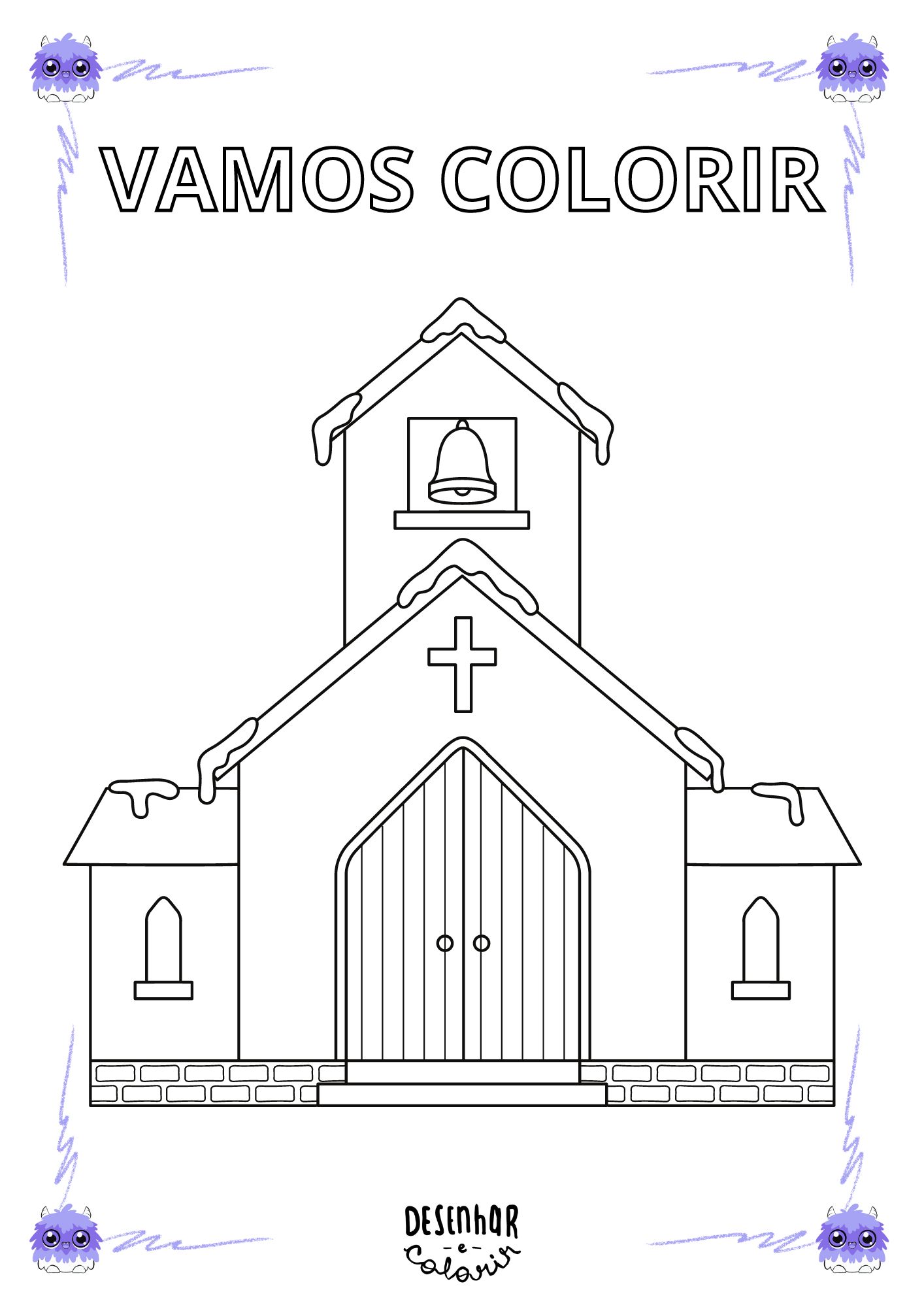Igreja desenho para colorir