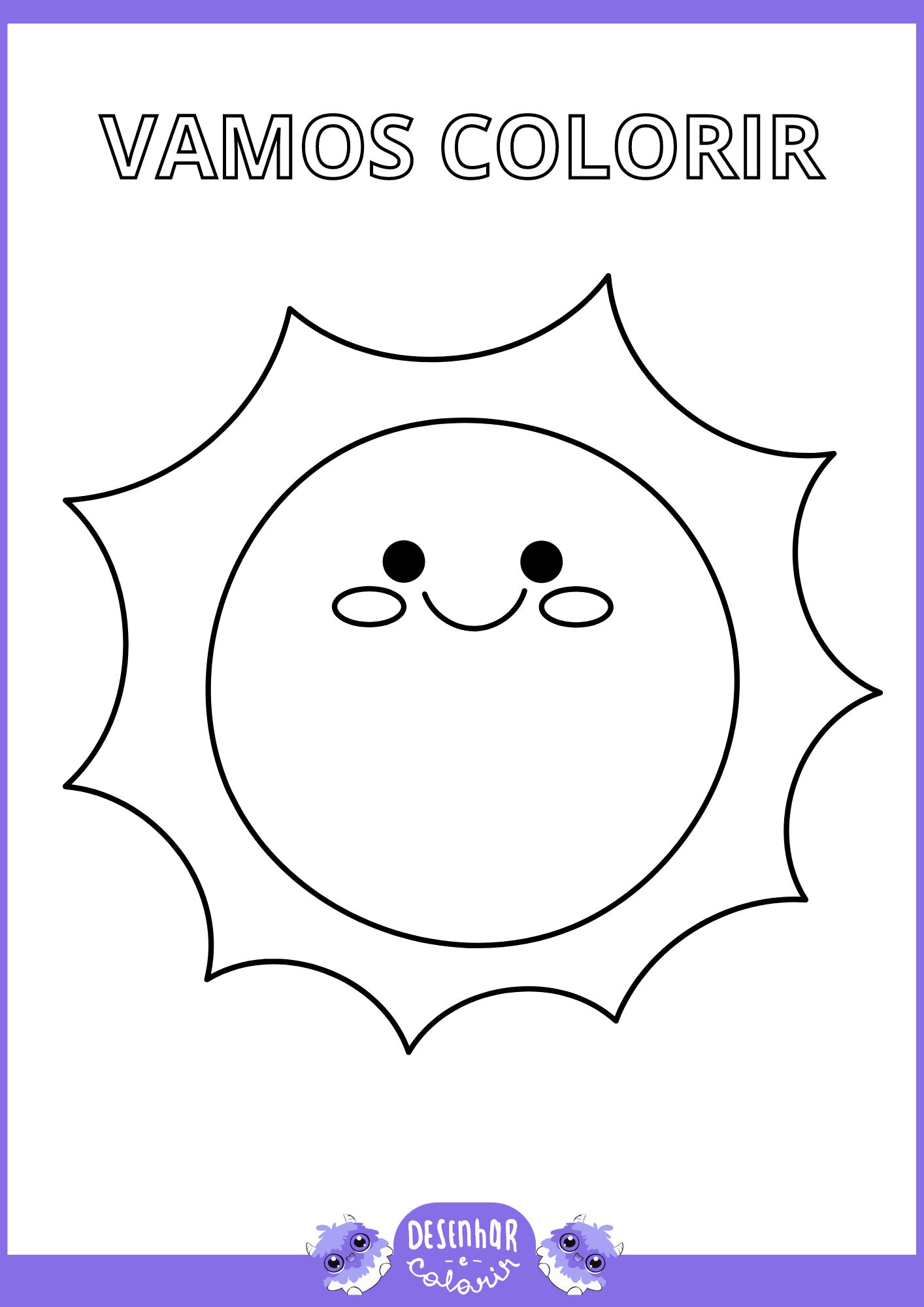 Desenho de um sol sorridente para colorir