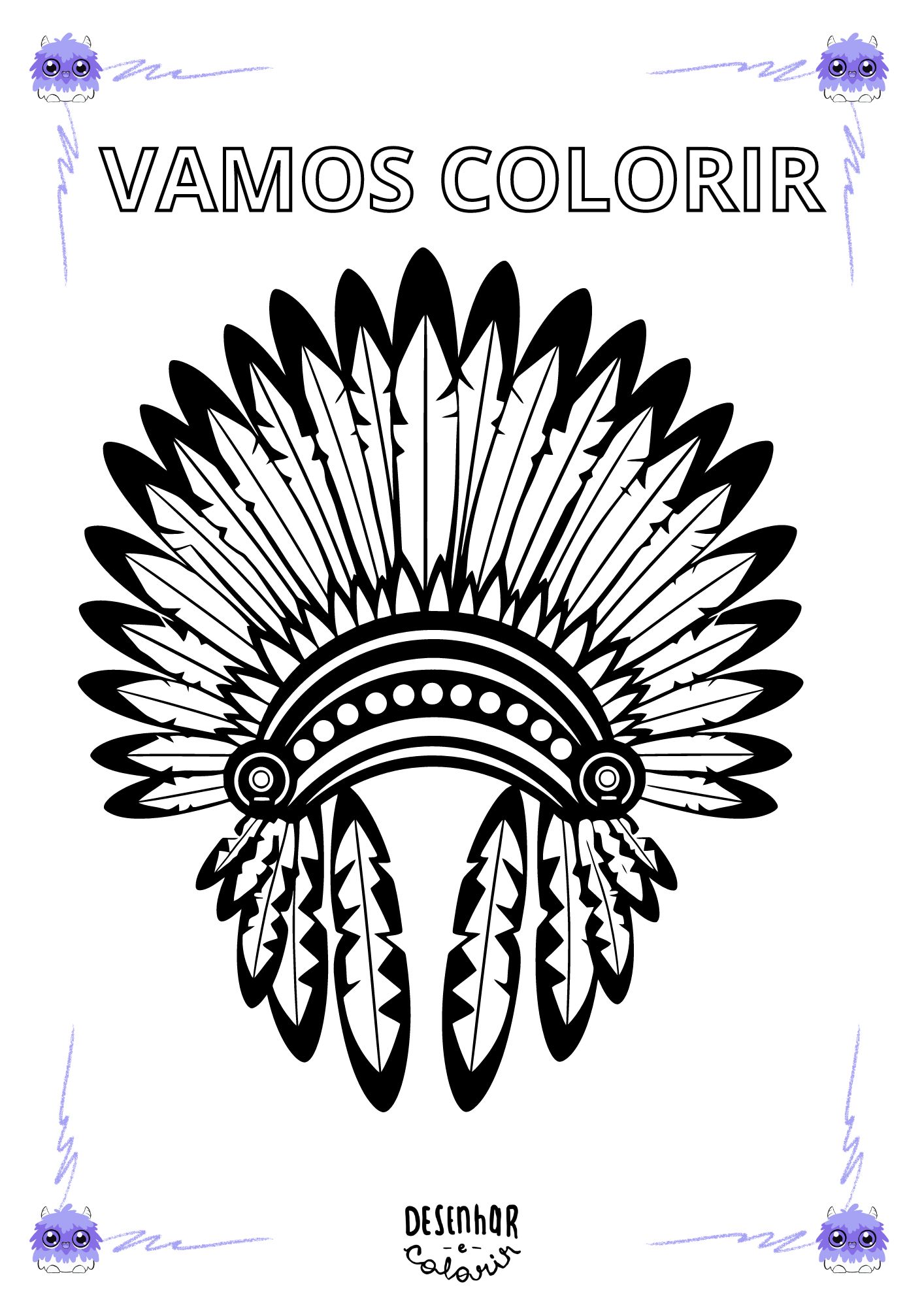desenhos de índio para colorir
