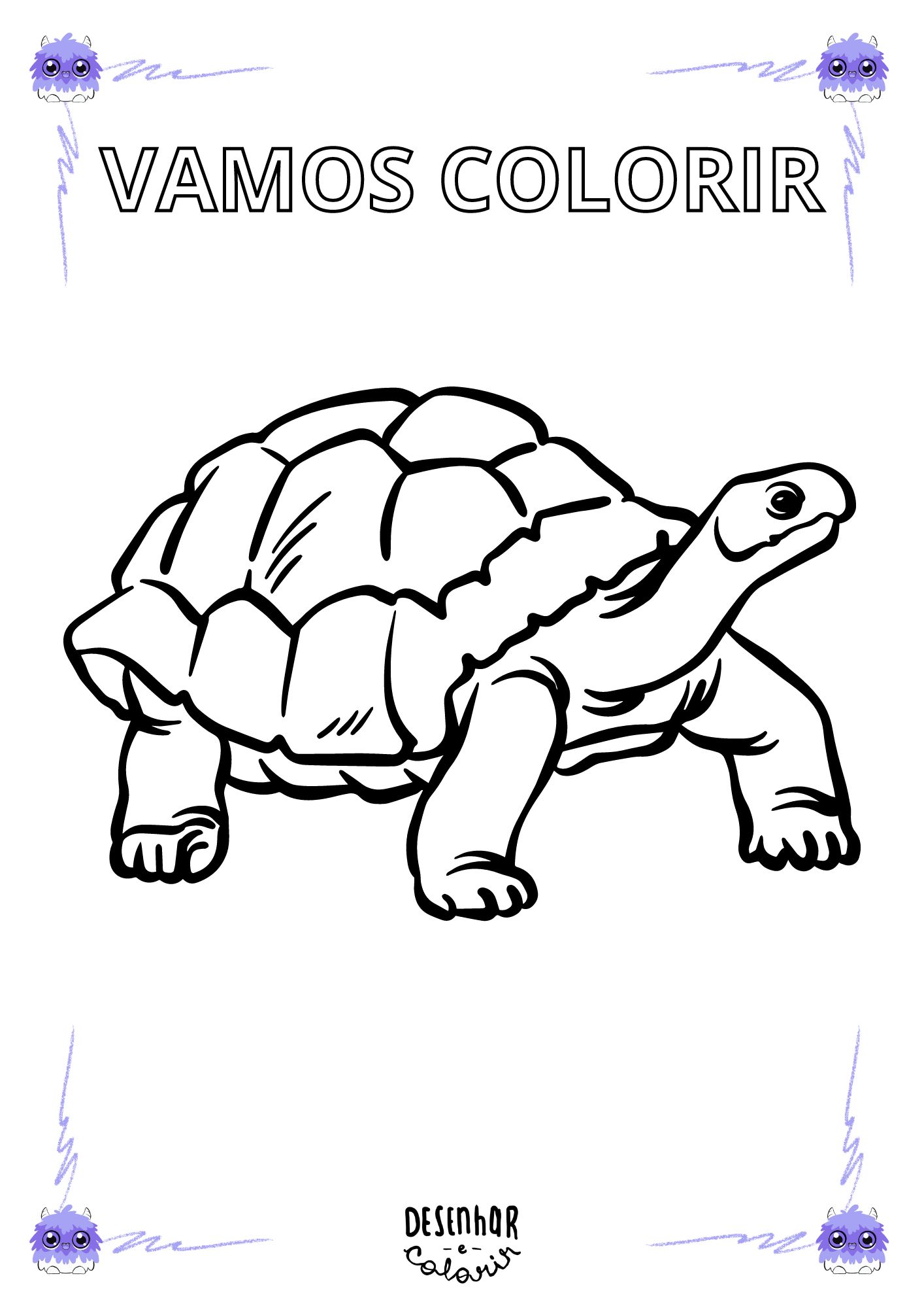 Desenho de um jabuti para colorir
