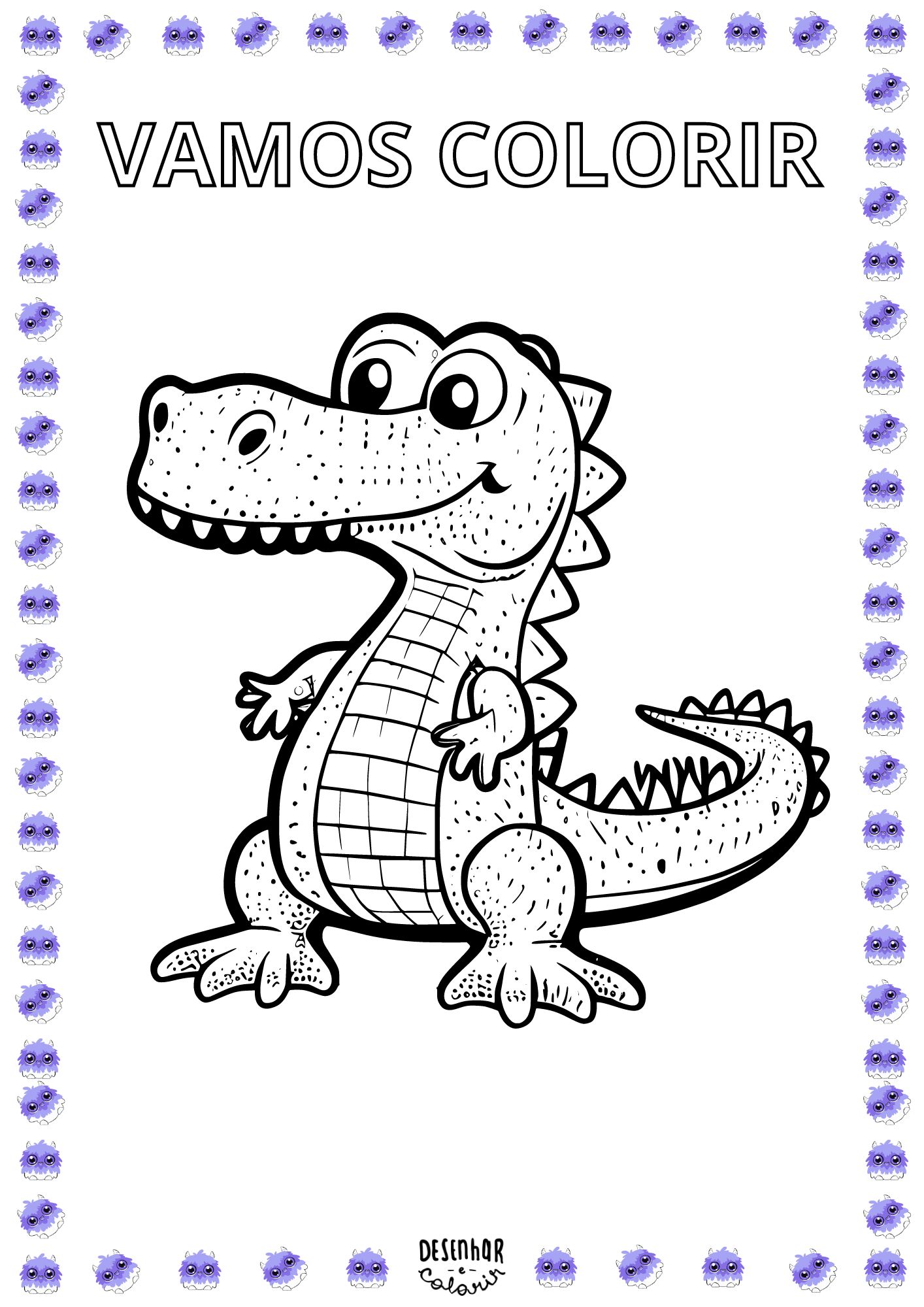 Desenho de um jacaré para colorir