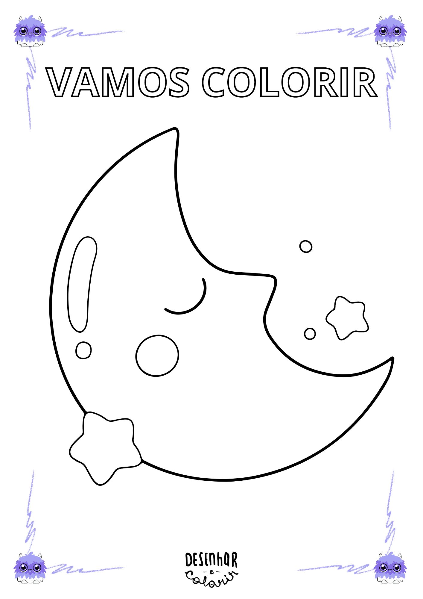 Desenho de lua para colorir