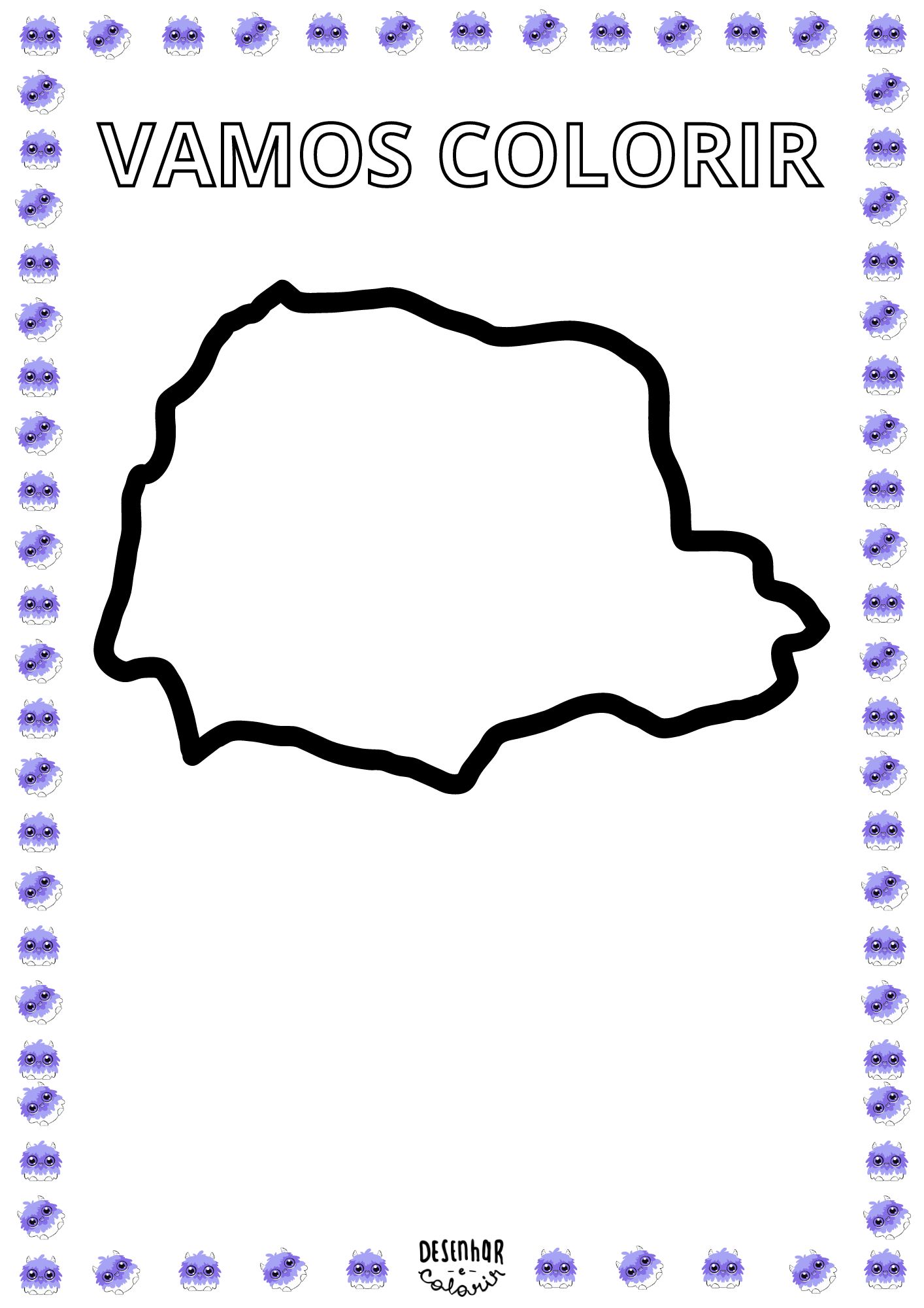 desenho mapa do Paraná para colorir