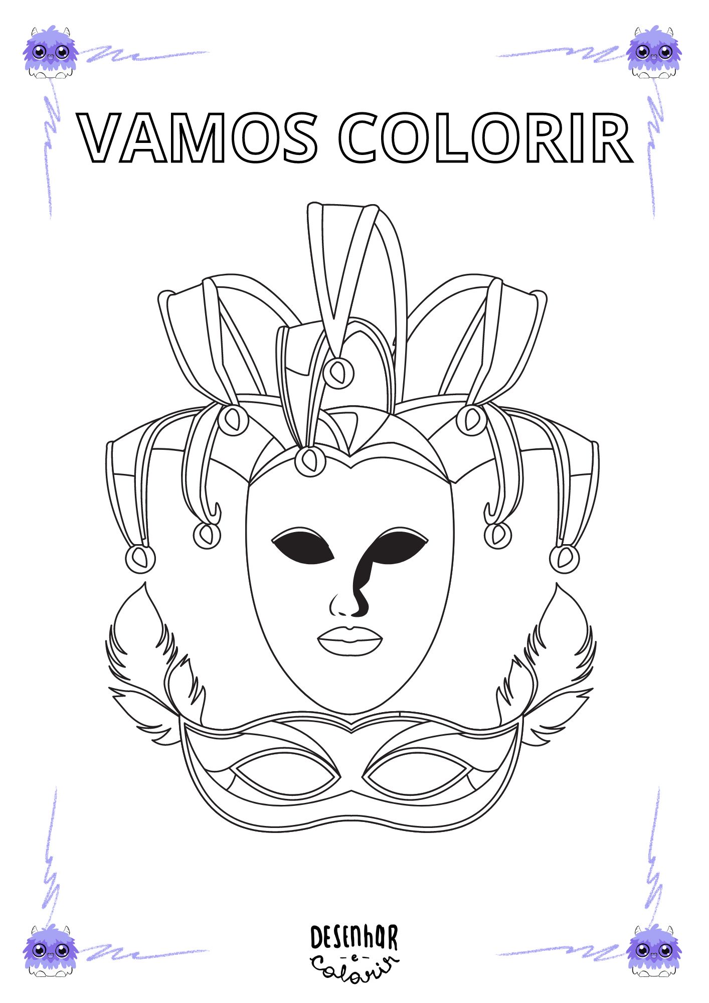 Máscaras de Carnaval para colorir