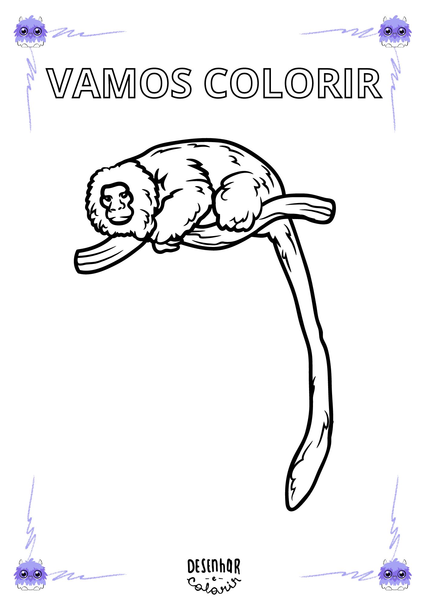 Mico-Leão-Dourado para Colorir