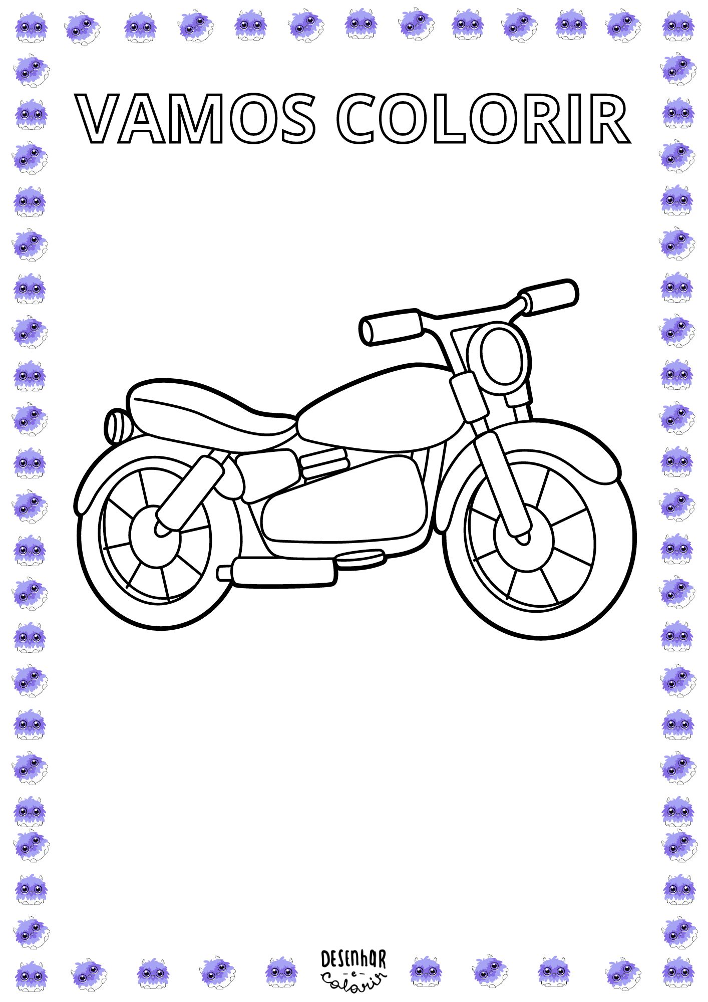 Desenho de moto para colorir
