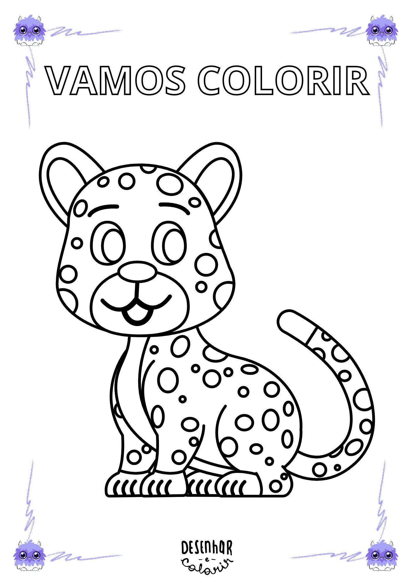 Desenho de onça-pintada para colorir