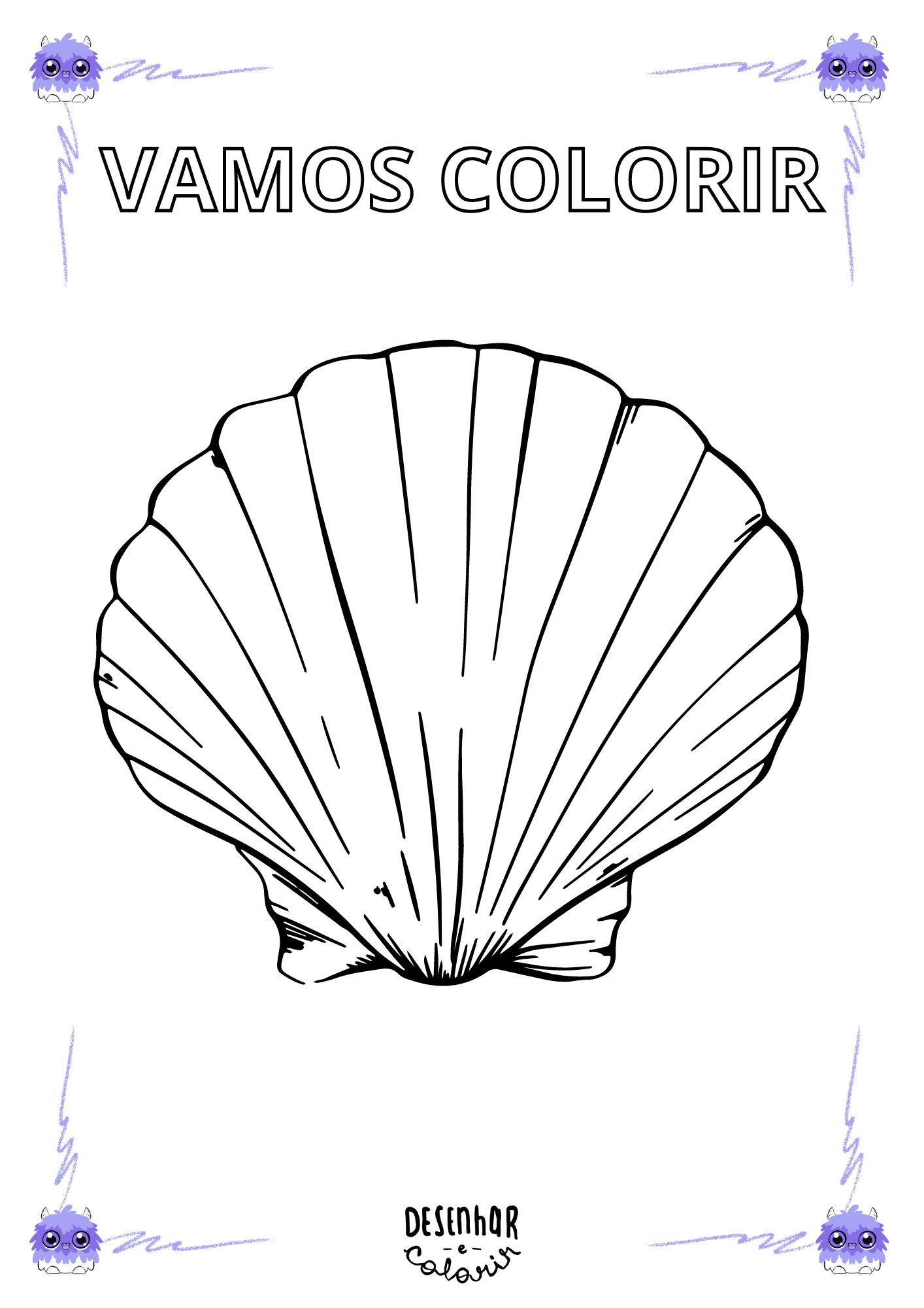Desenho de uma ostra para colorir