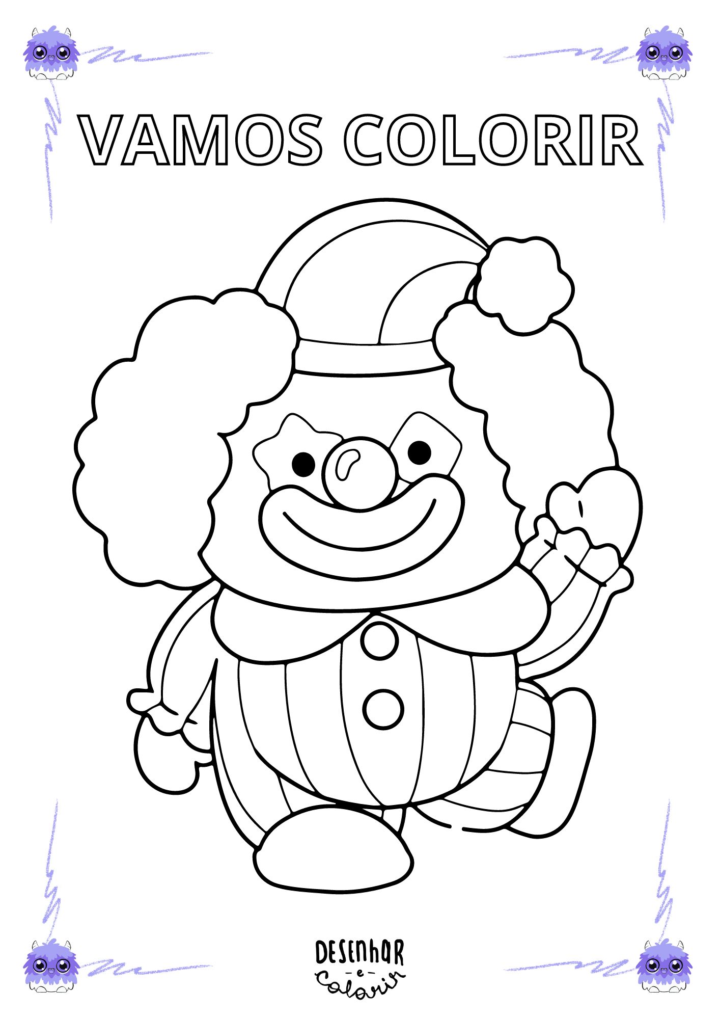 Desenho de palhaço para colorir