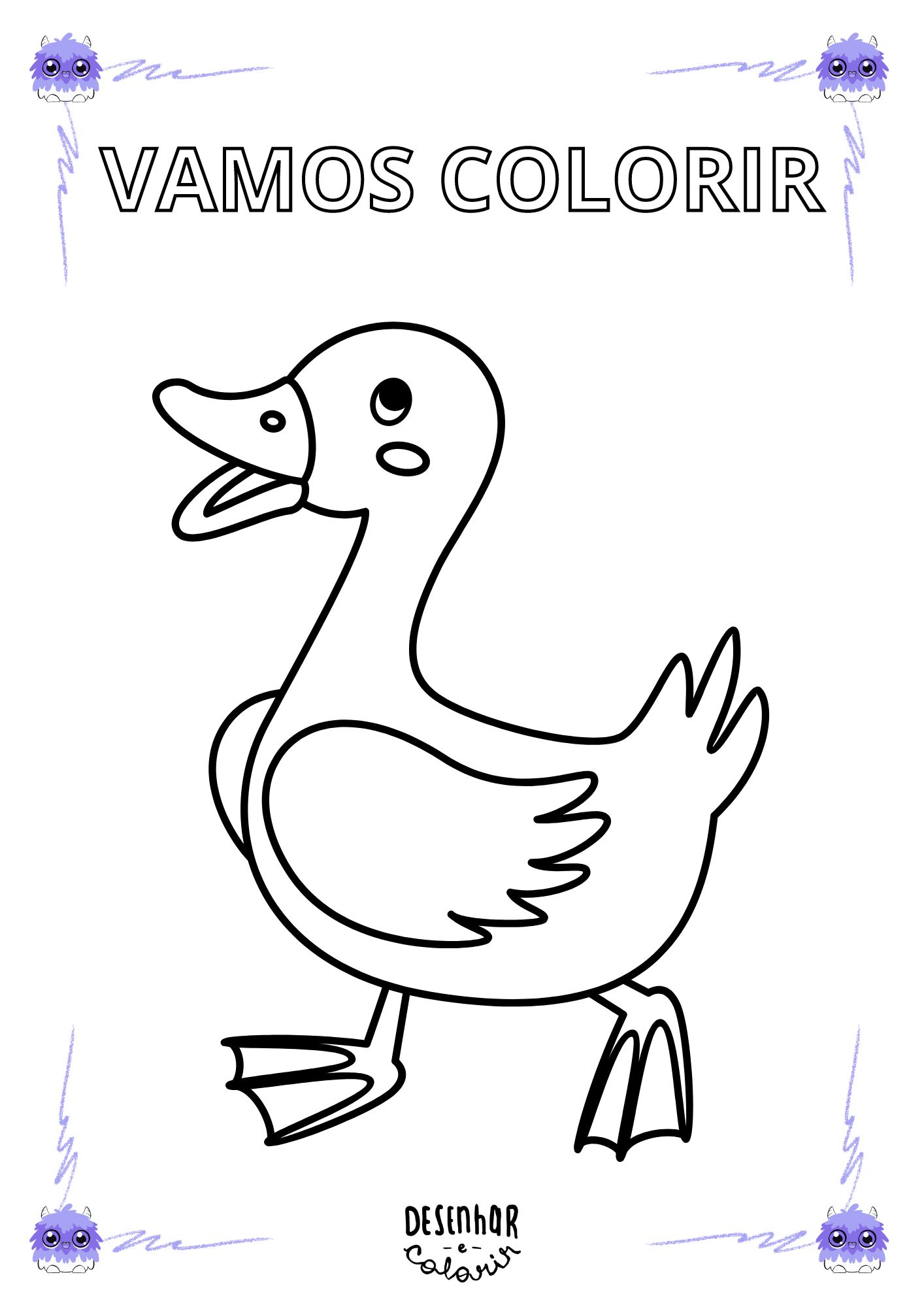 pato com bochecha rosa para colorir
