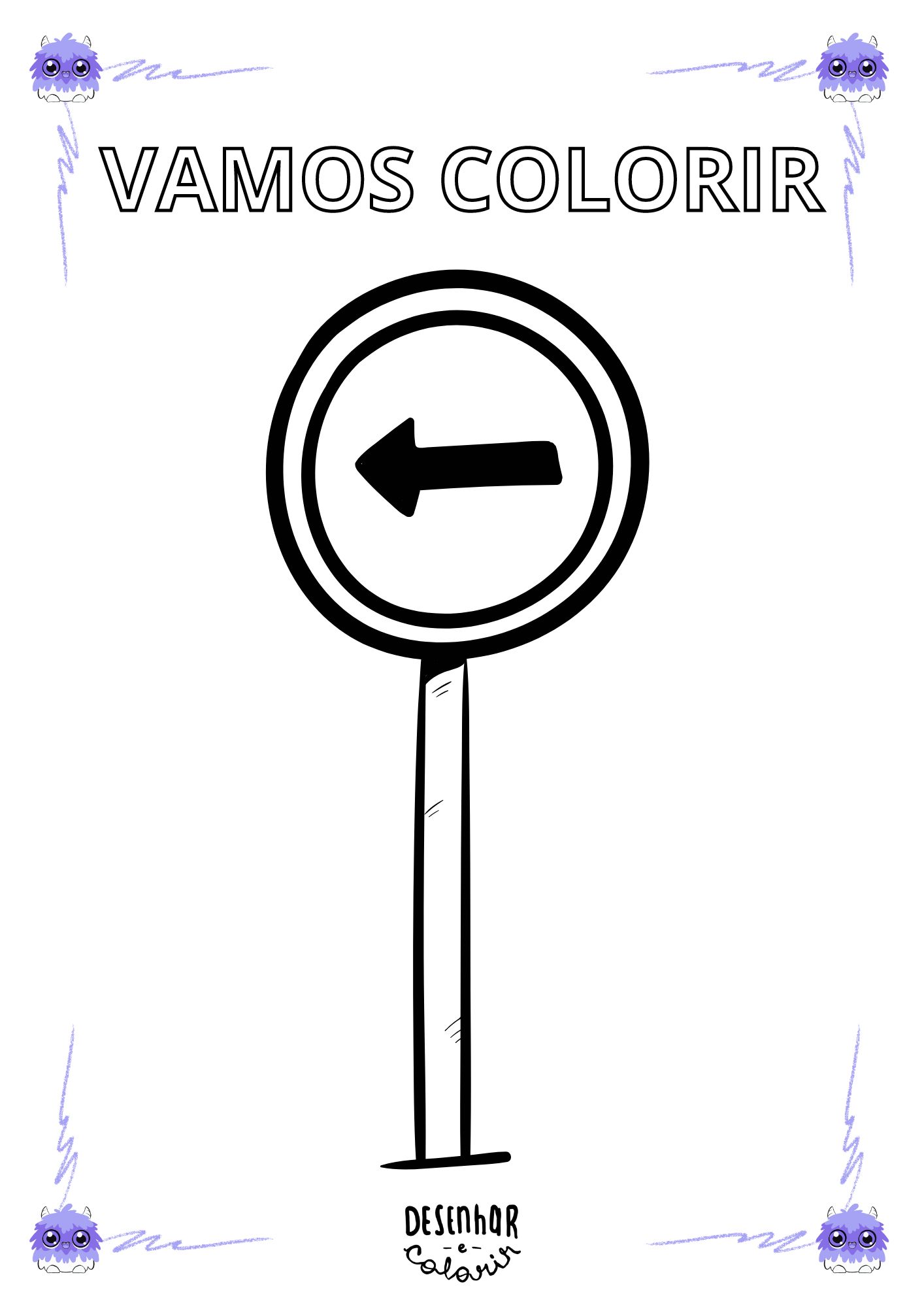 Desenhos de placas de trânsito para colorir