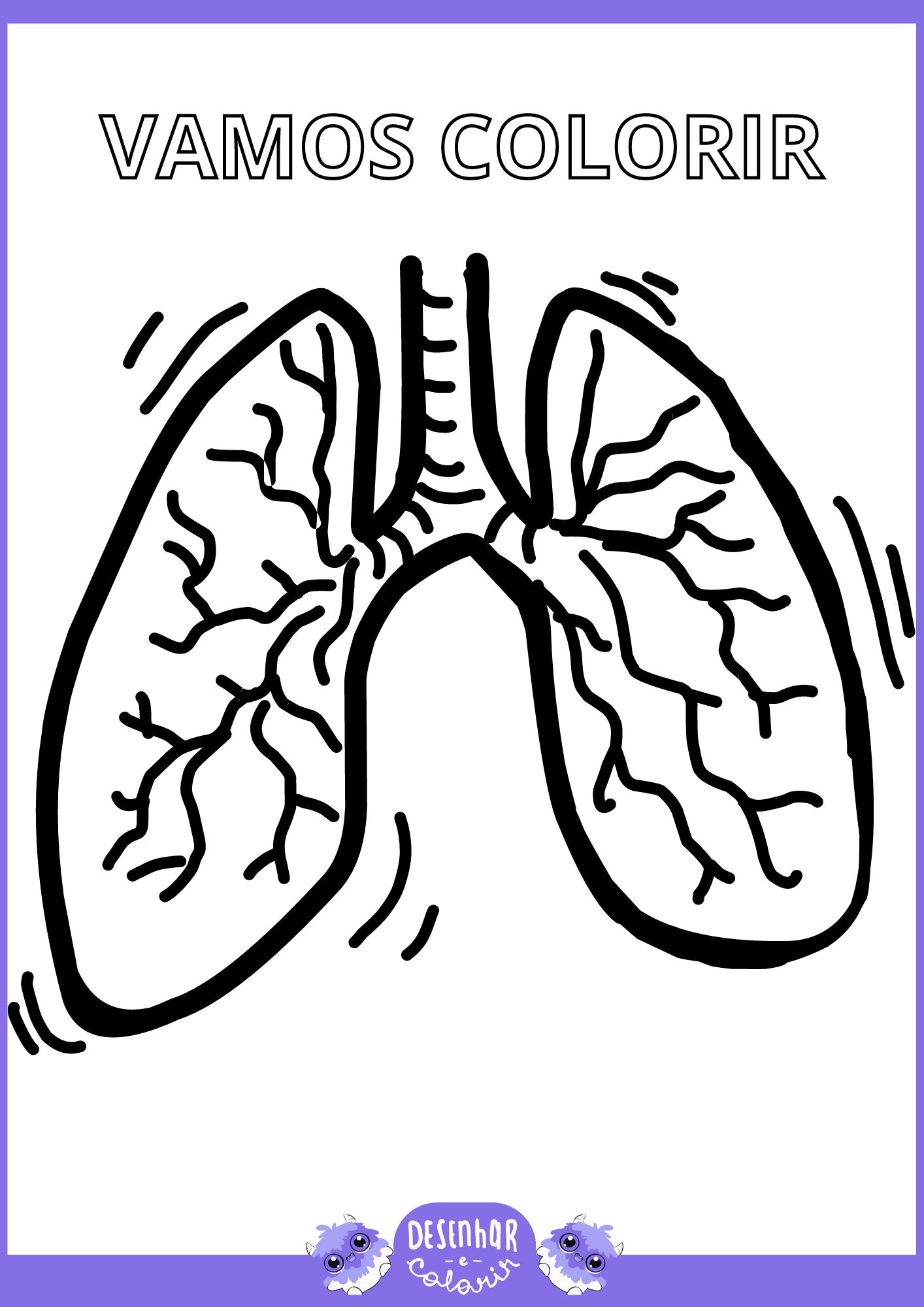 Desenho do sistema respiratório para colorir