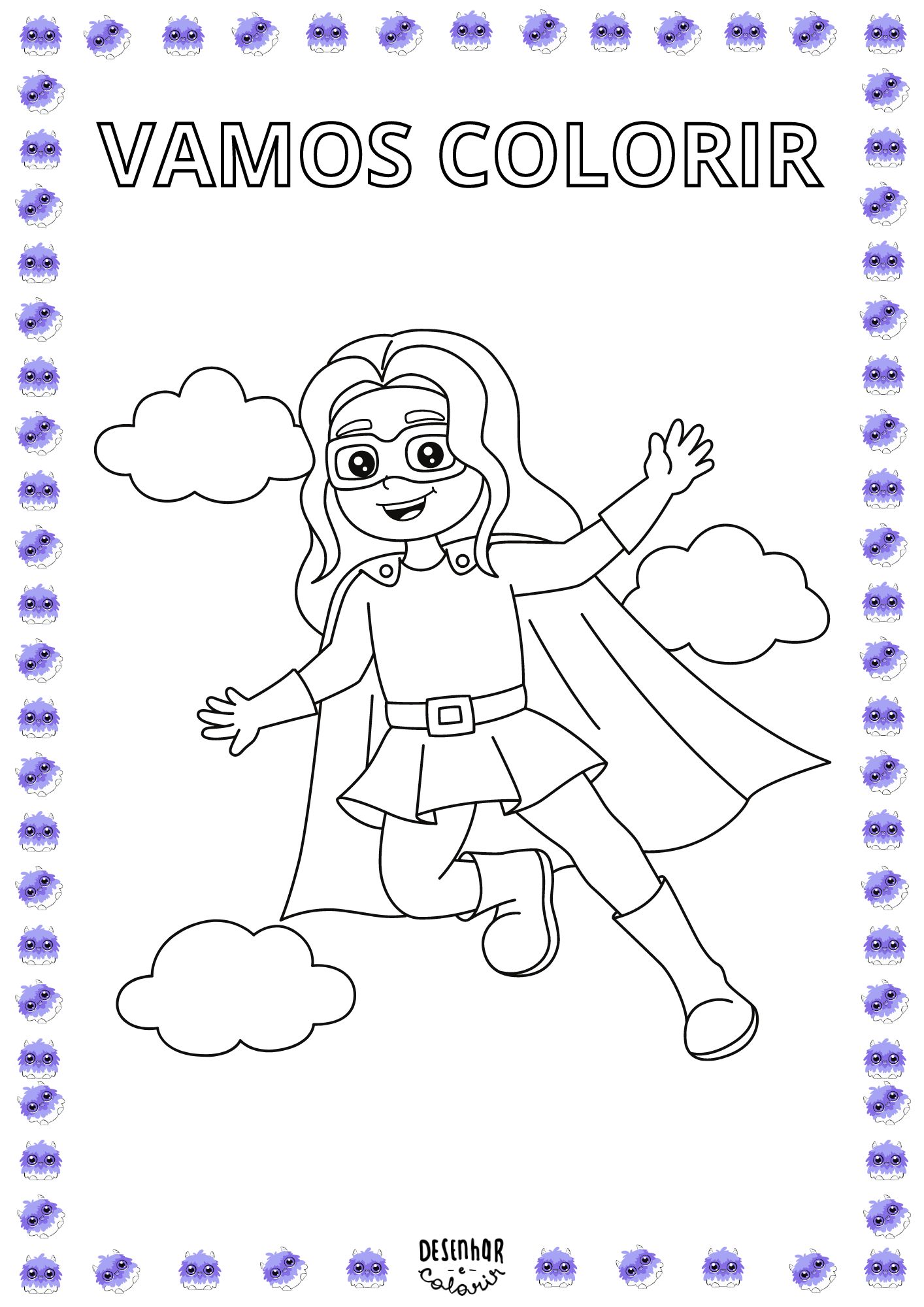 Desenho para colorir de um super-herói em ação