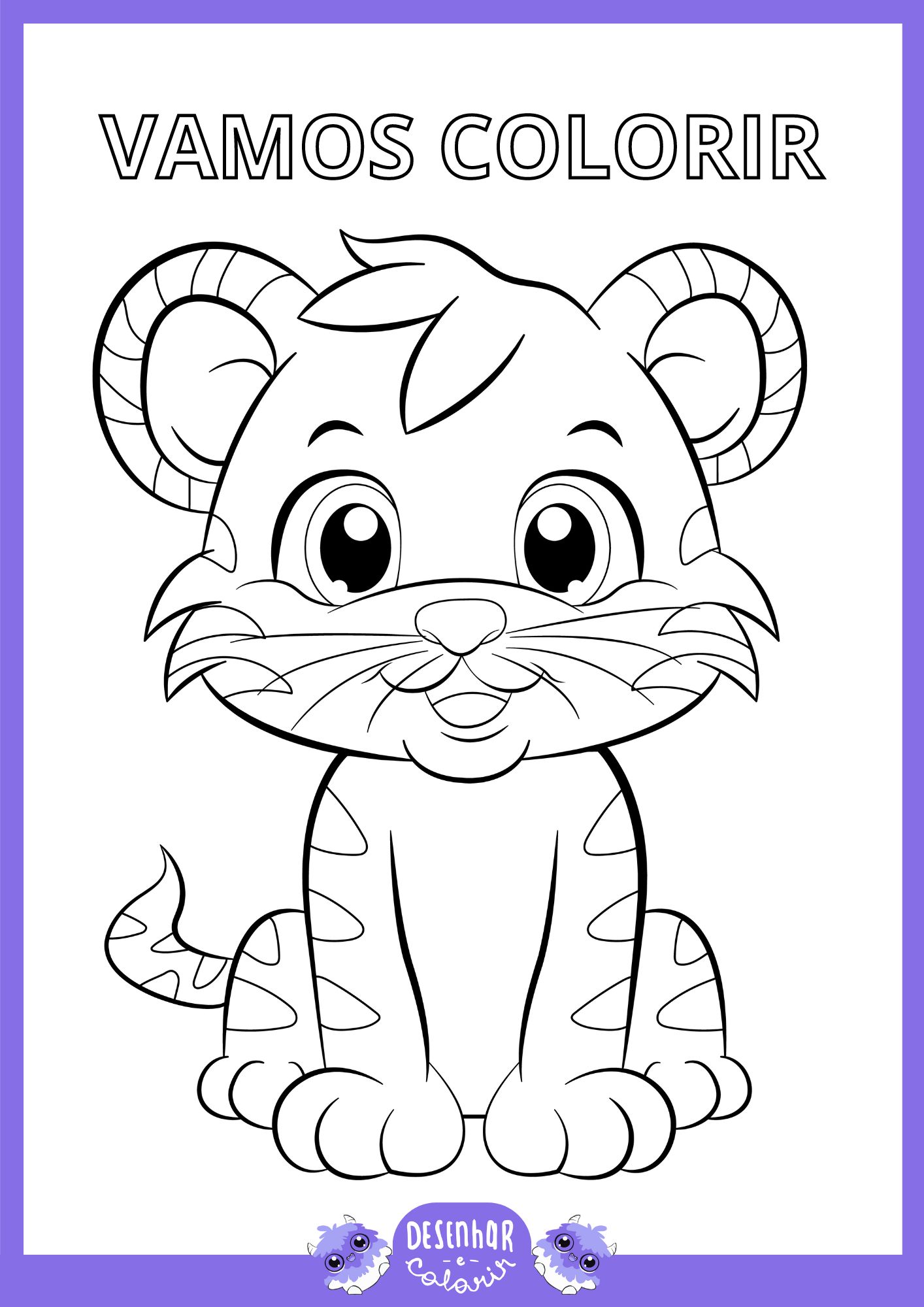 Desenho de um tigrezinho para colorir