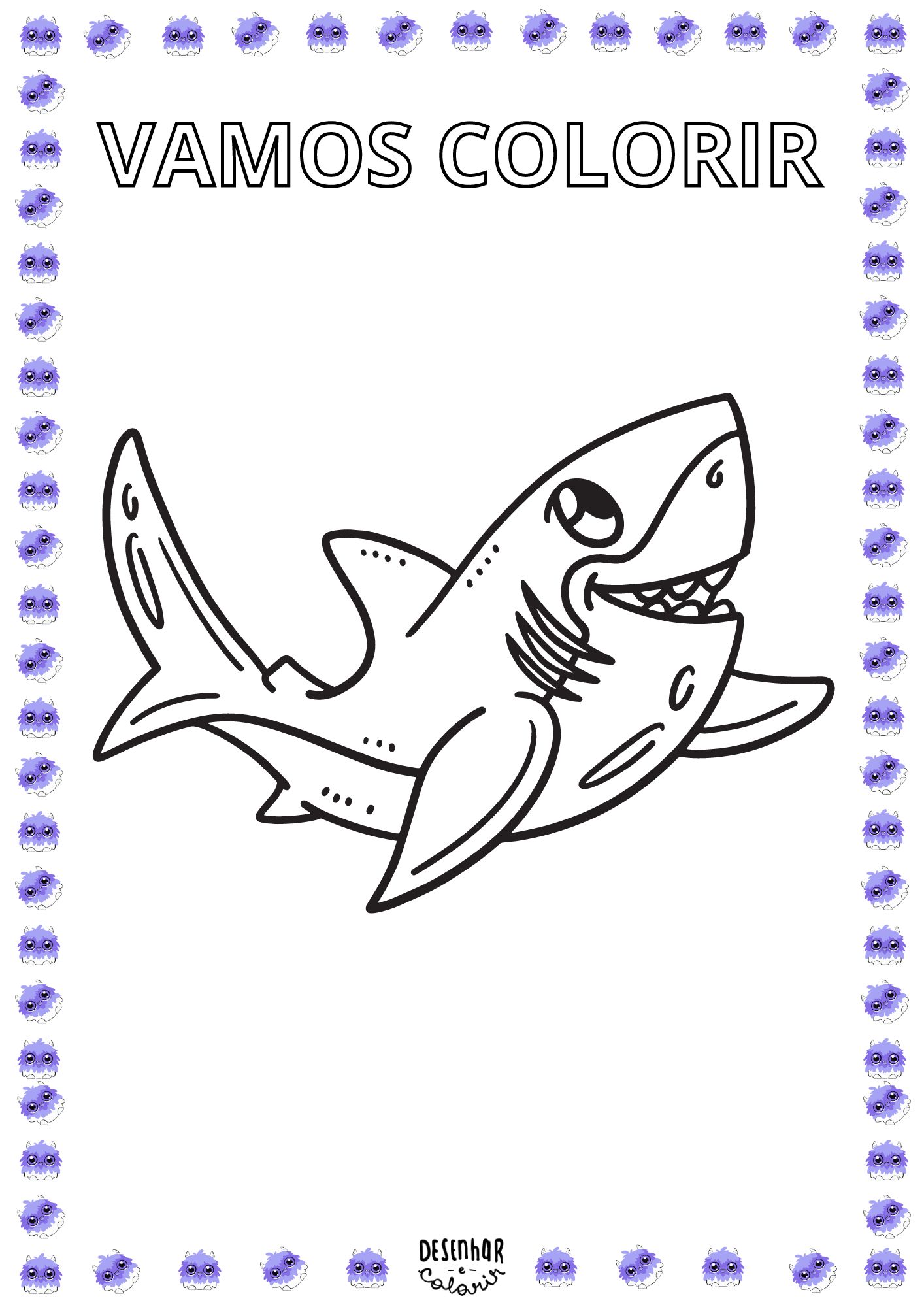 Desenho de tubarão para colorir