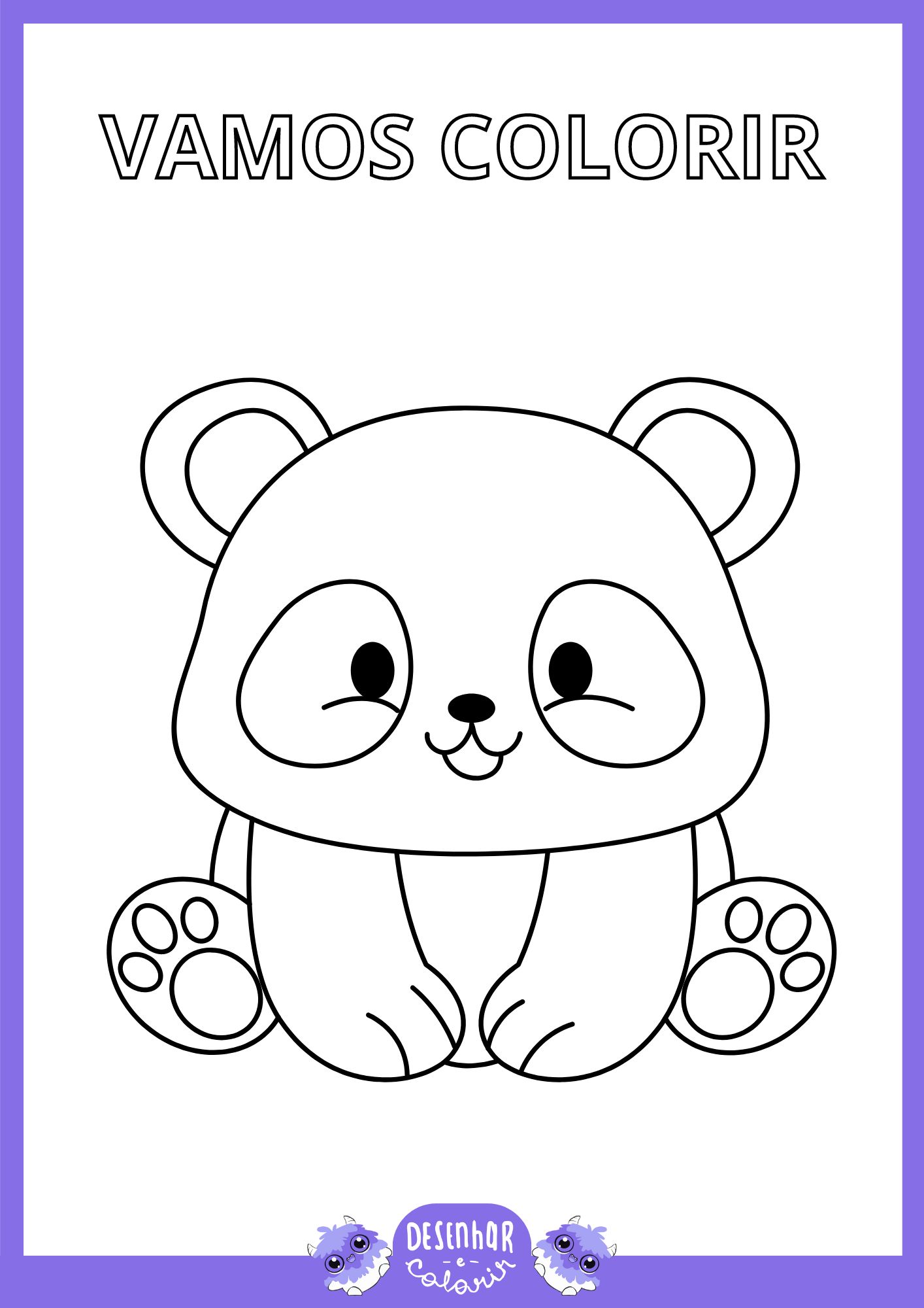 Desenho de urso panda para crianças colorirem
