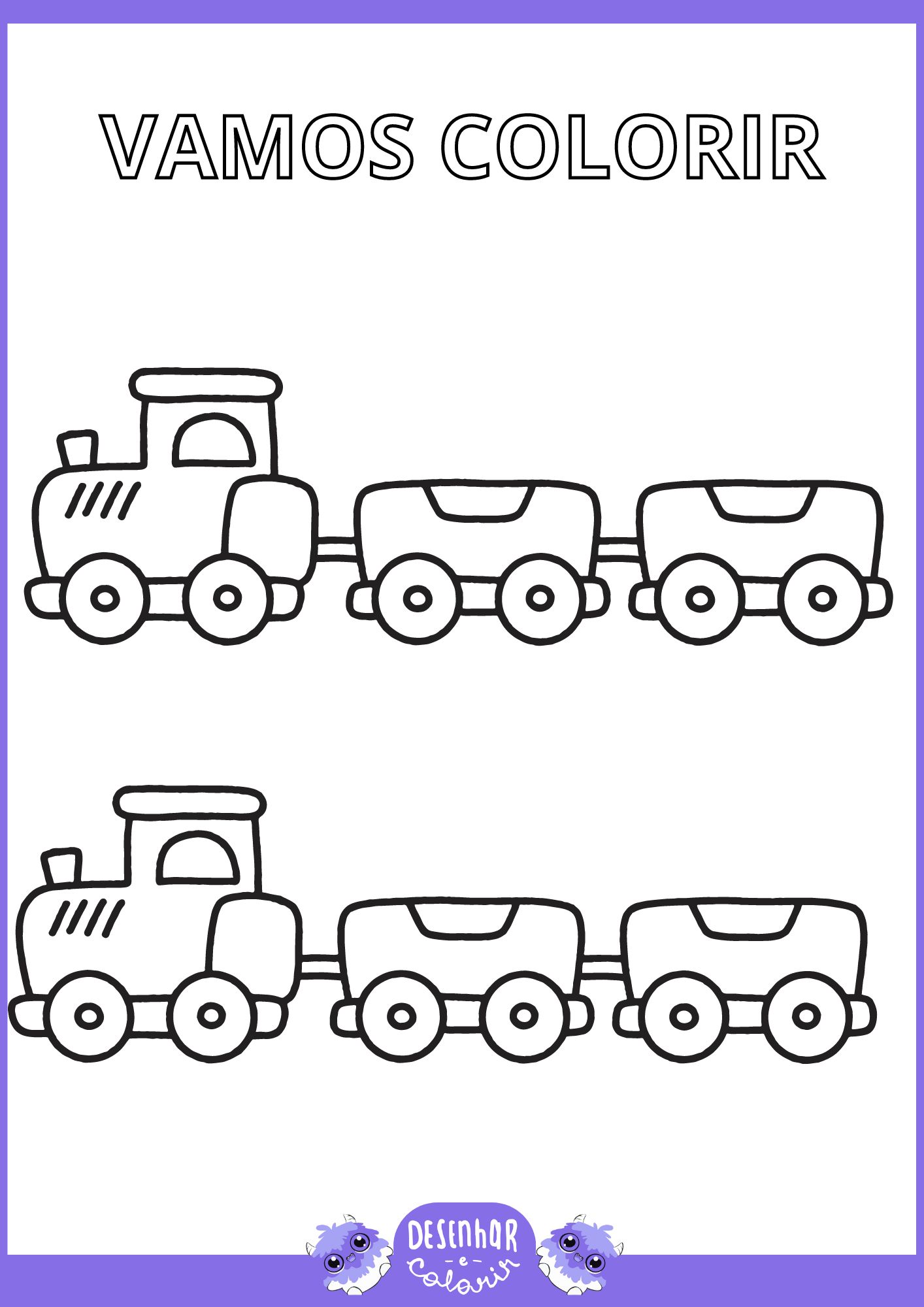 Desenho de vagões de trem para colorir