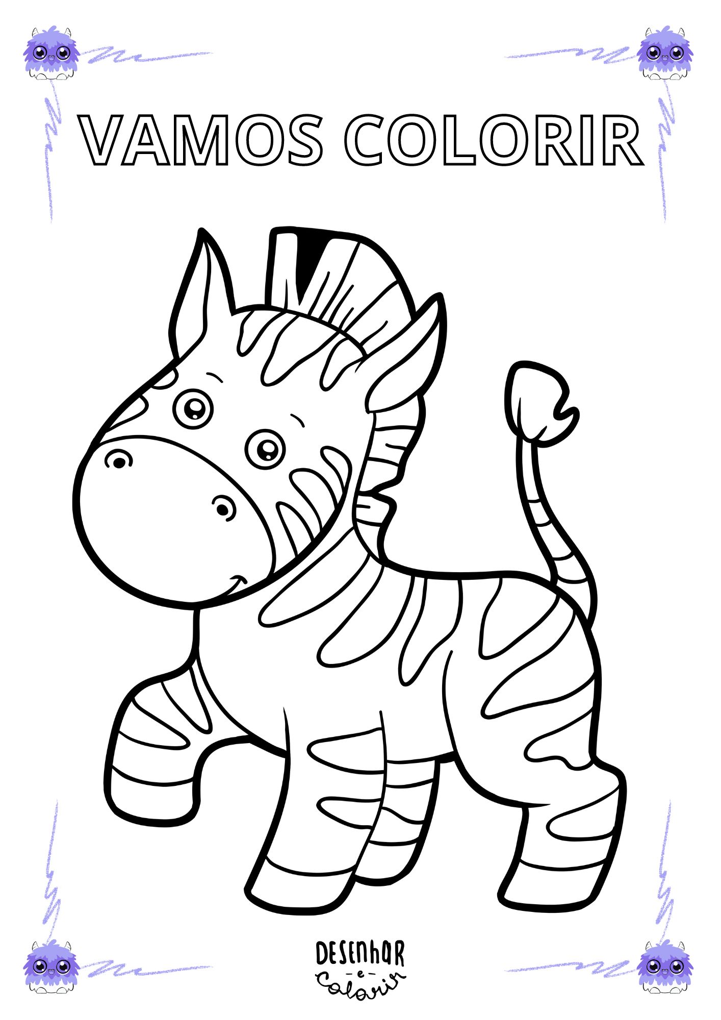 Desenho de Zebra para Colorir