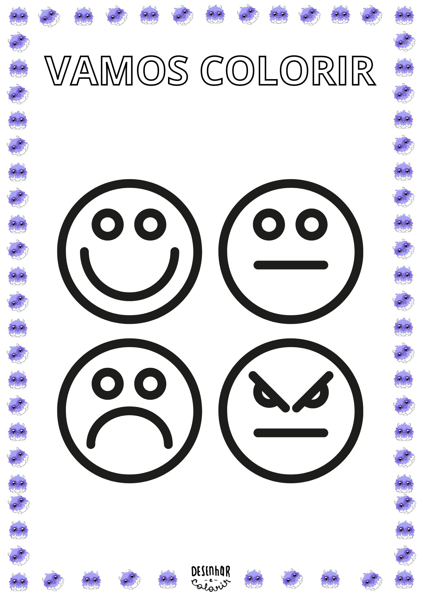 Desenho de Carinha das Emoções para Colorir