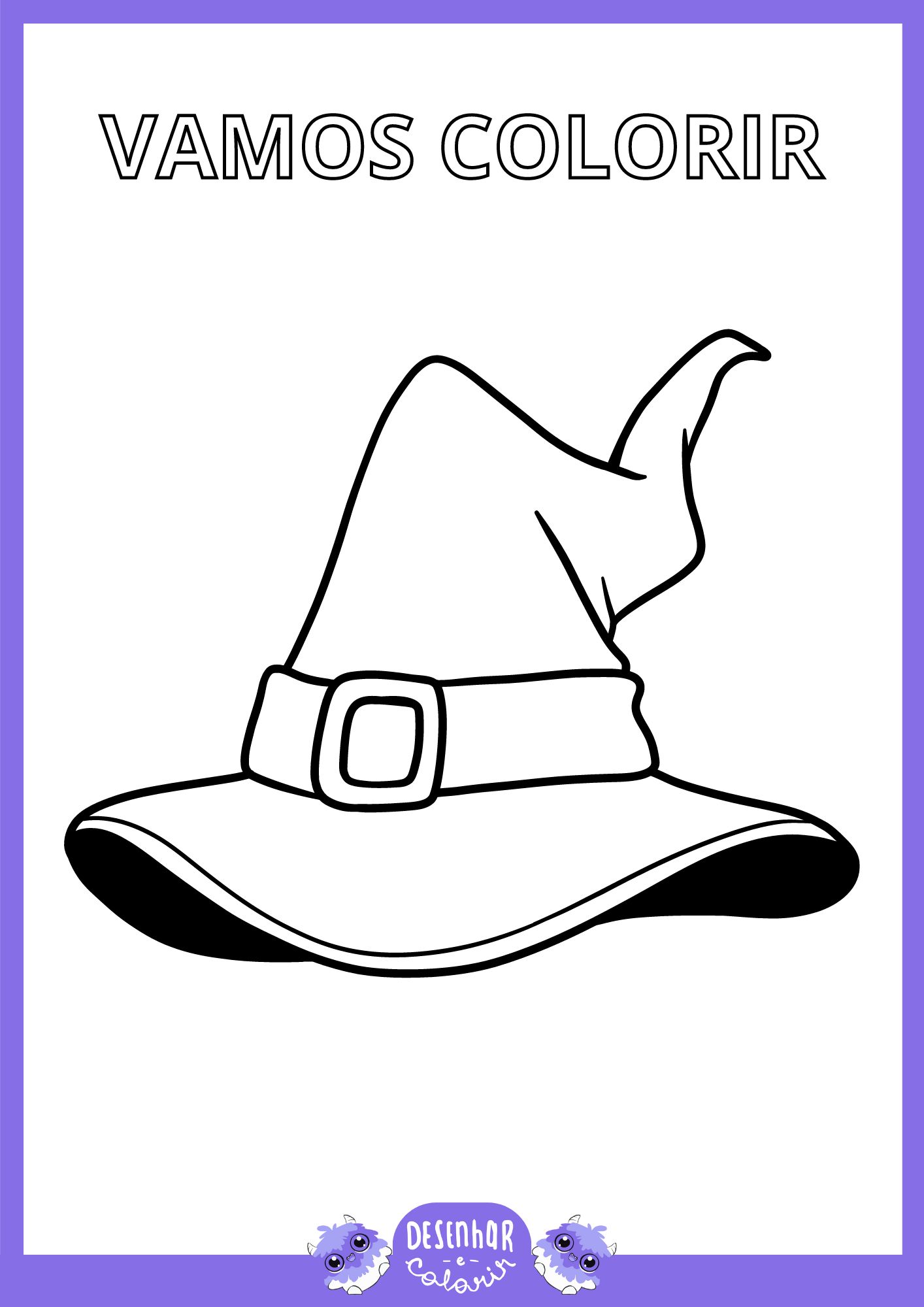 Chapéu de bruxa para colorir