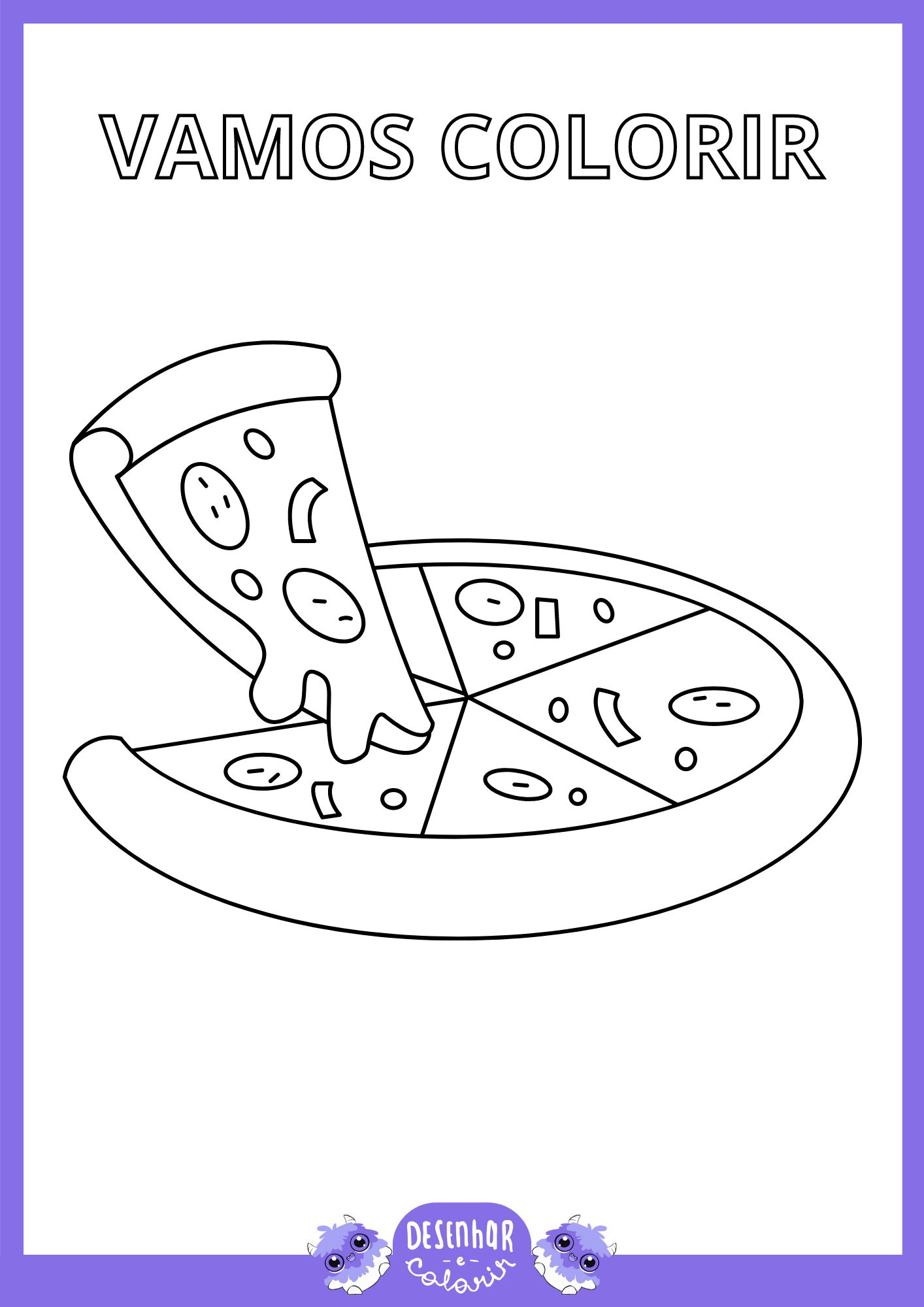Desenho para colorir de diferentes tipos de comida
