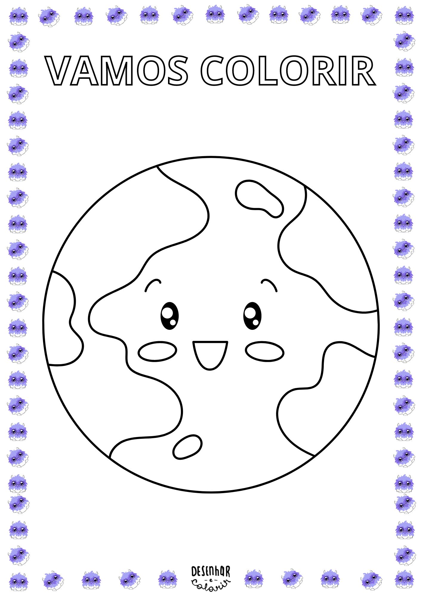 desenho da Terra para colorir