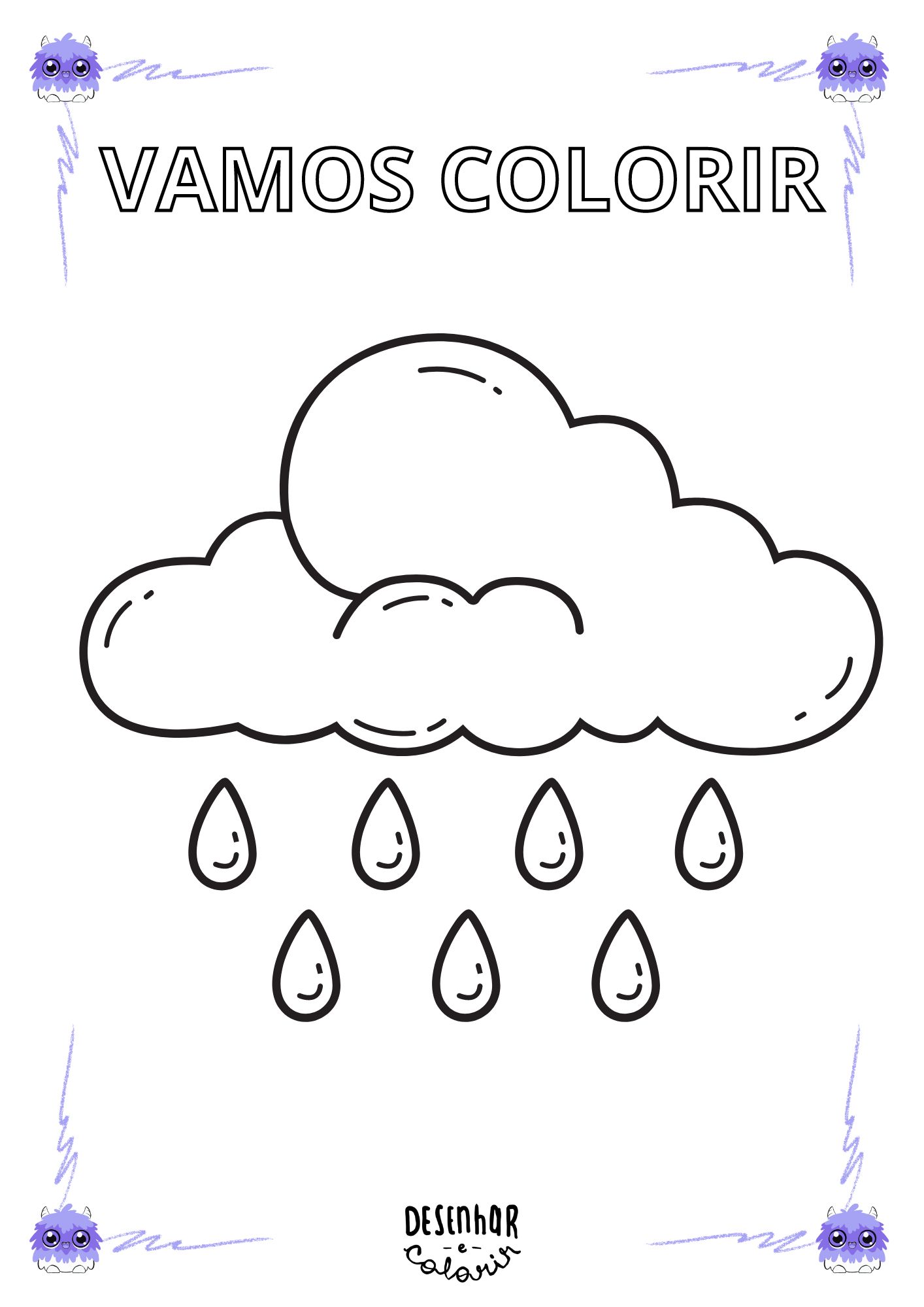 desenho de chuva para colorir