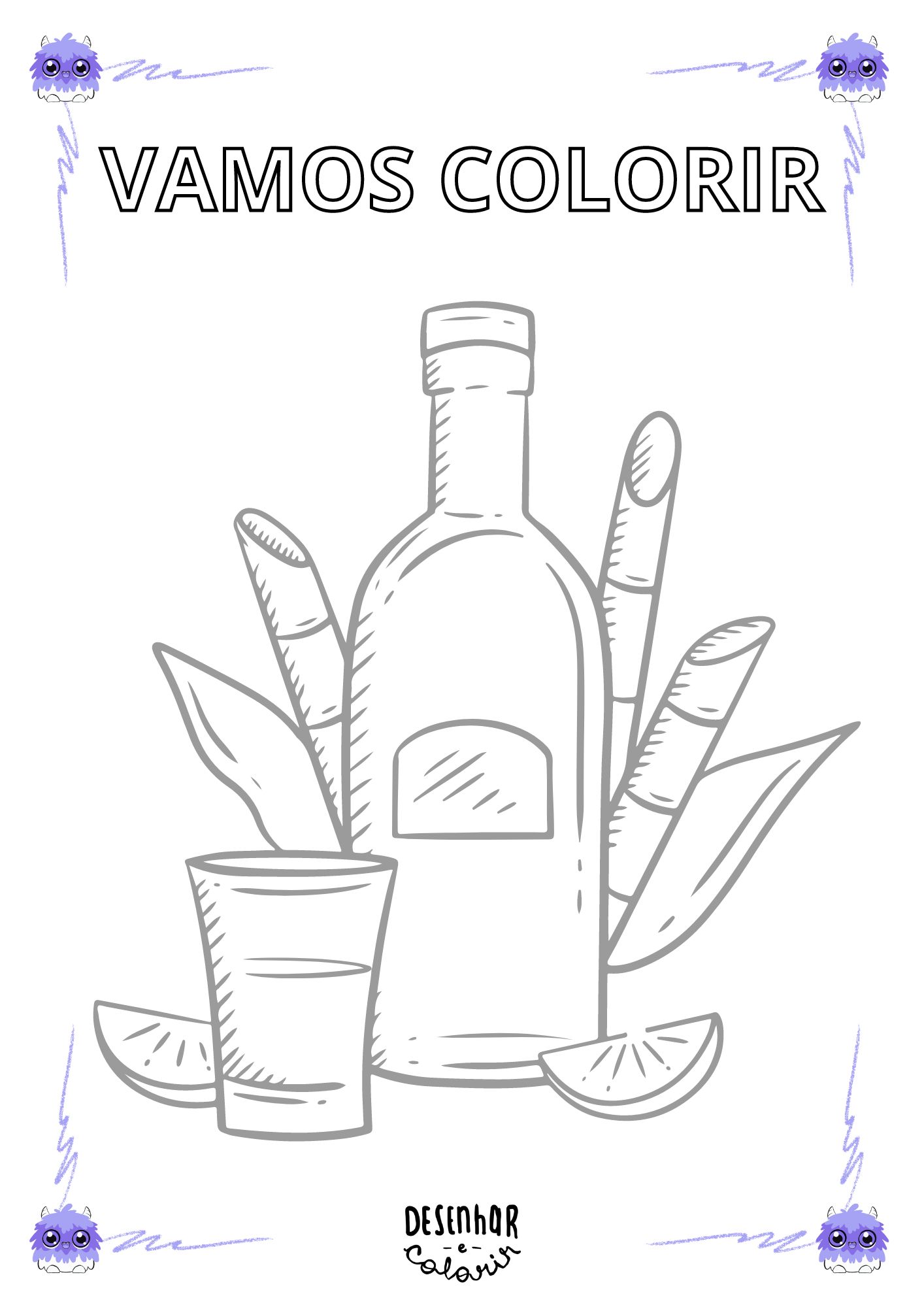 Desenho de engenho de cana de açúcar para colorir