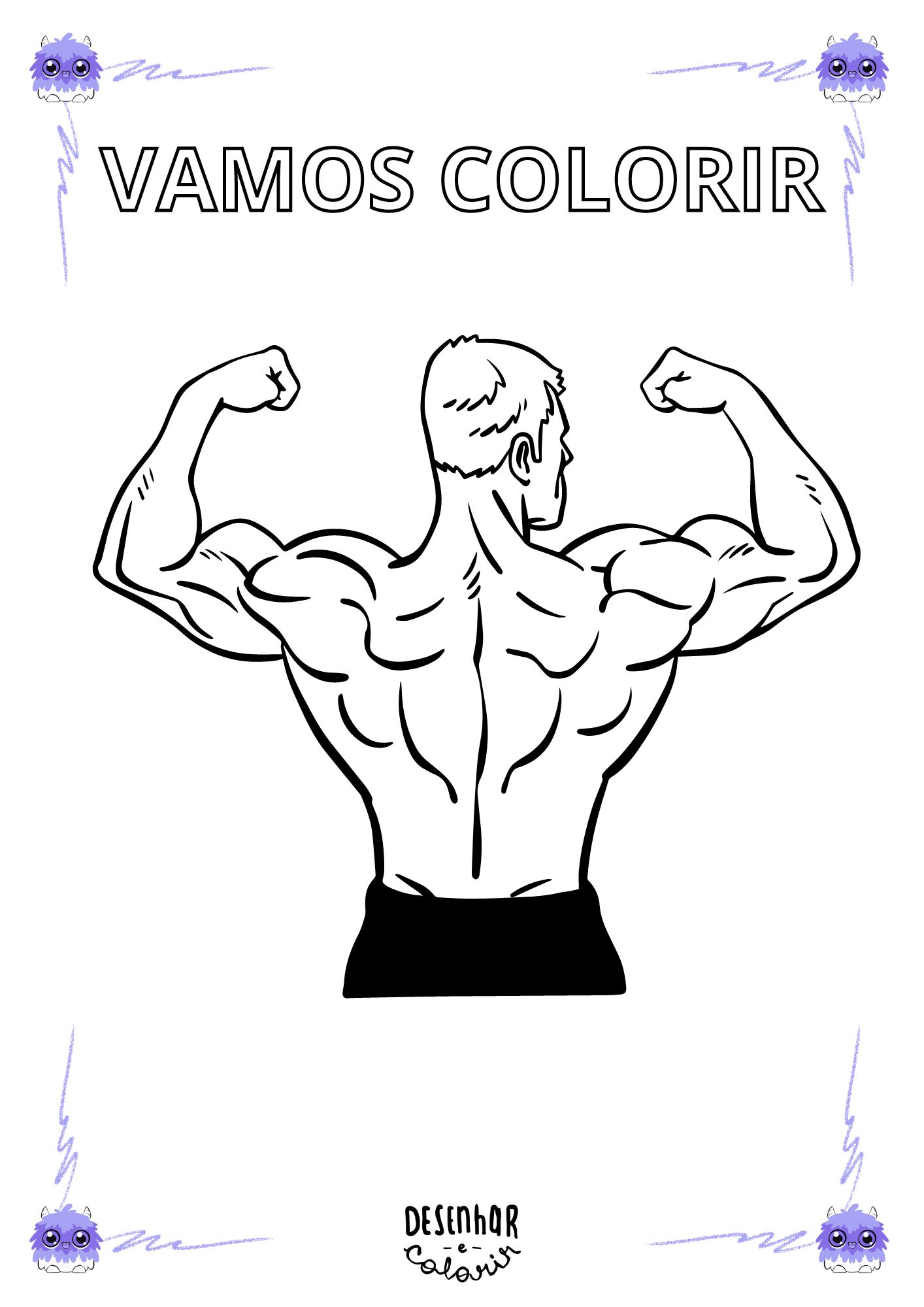 Desenho de um homem musculoso para colorir