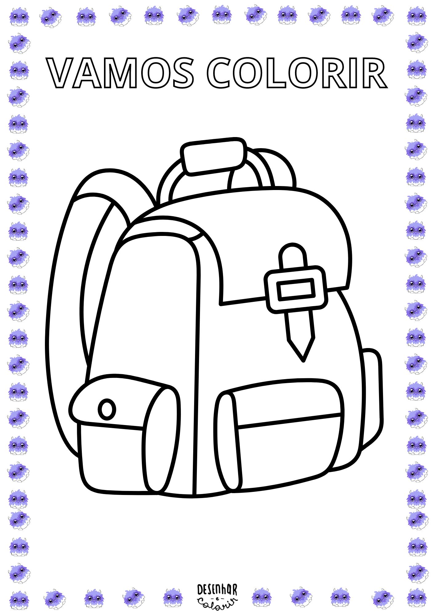 desenho de material escolar para colorir
