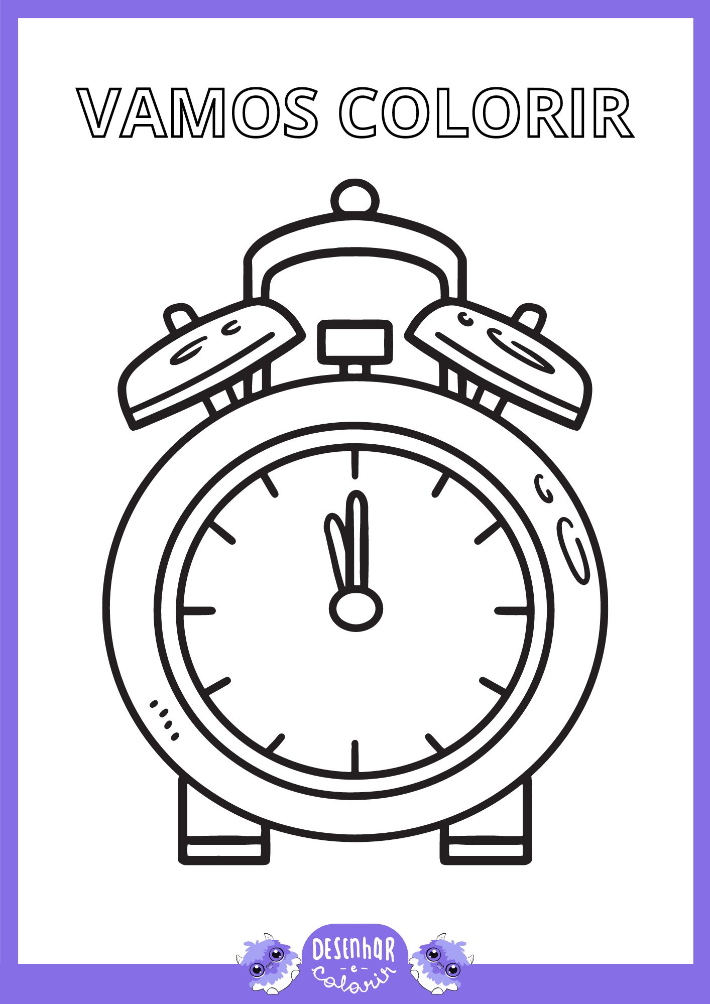 Desenho de despertador para crianças colorirem