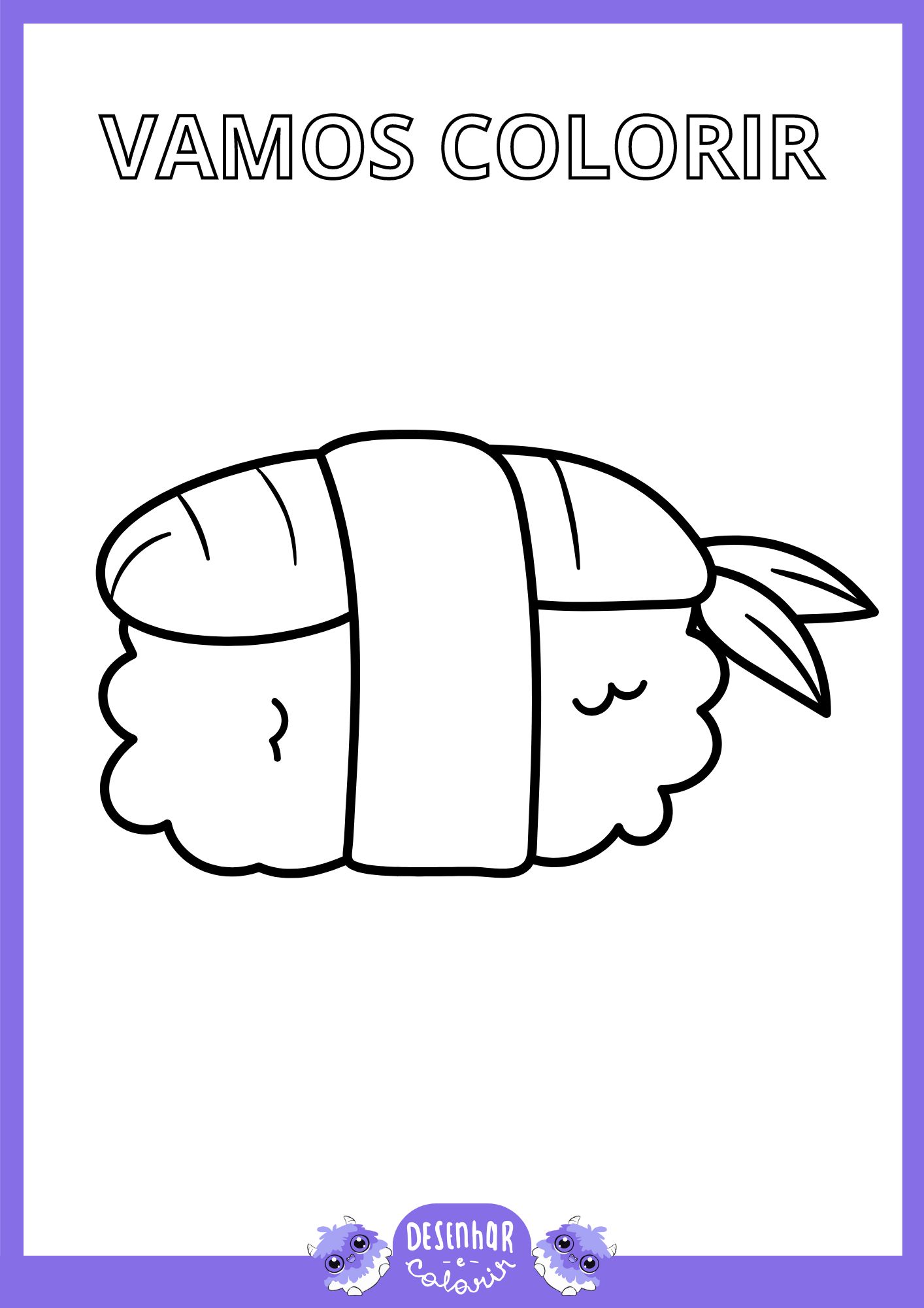 Desenho de sushi para colorir
