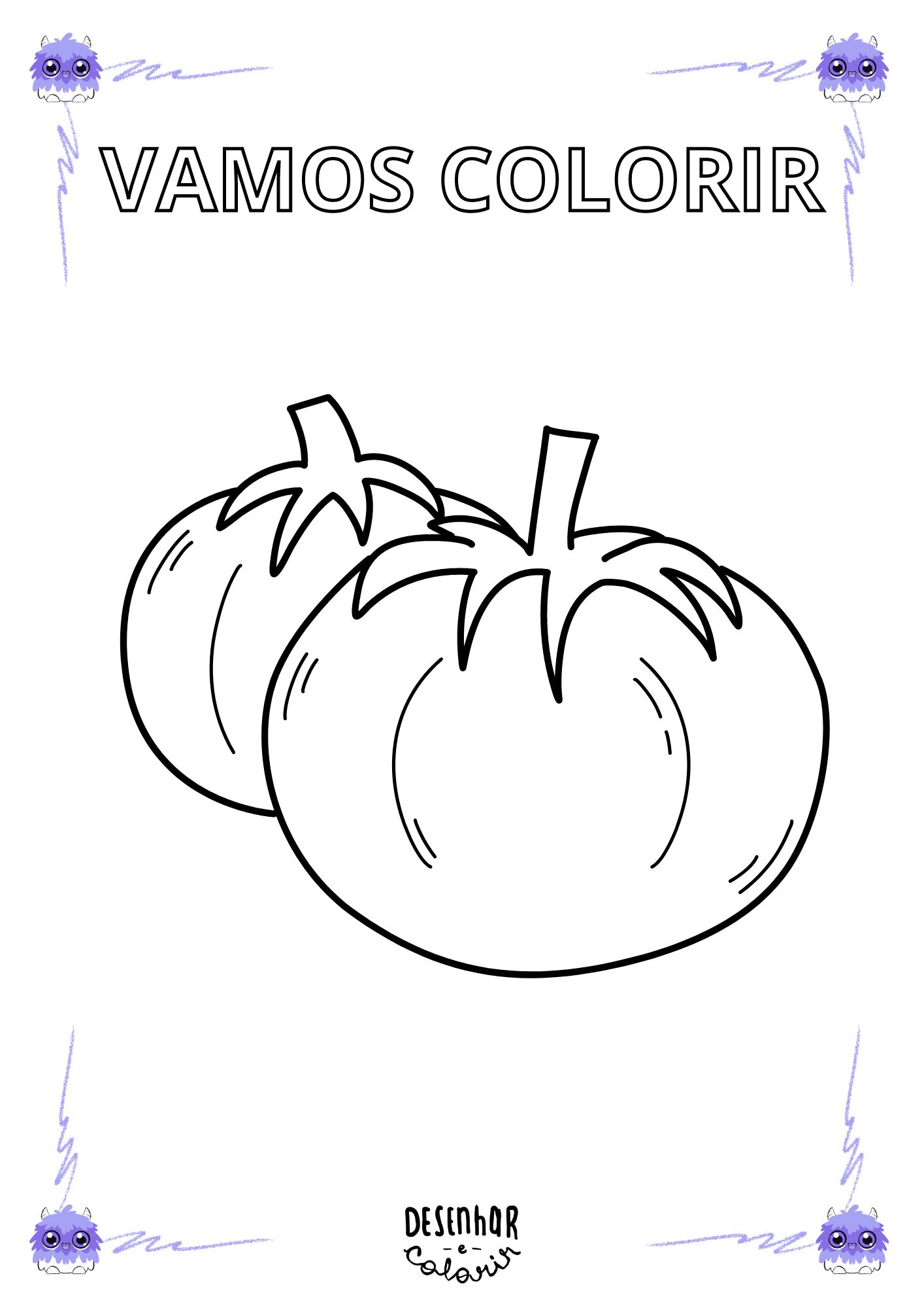 Desenho de tomate para colorir