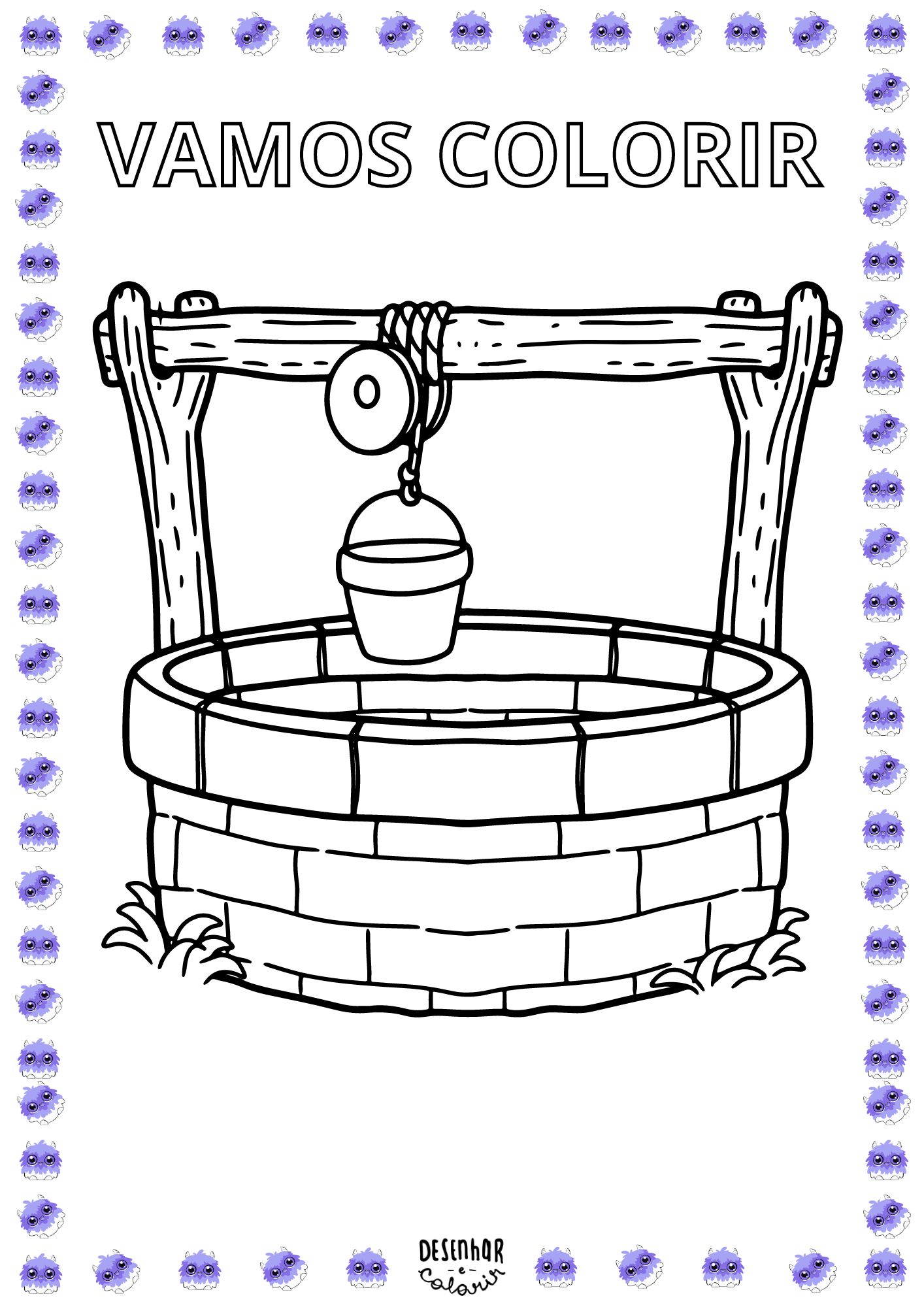 Desenho para colorir do Dia da Água com elementos naturais