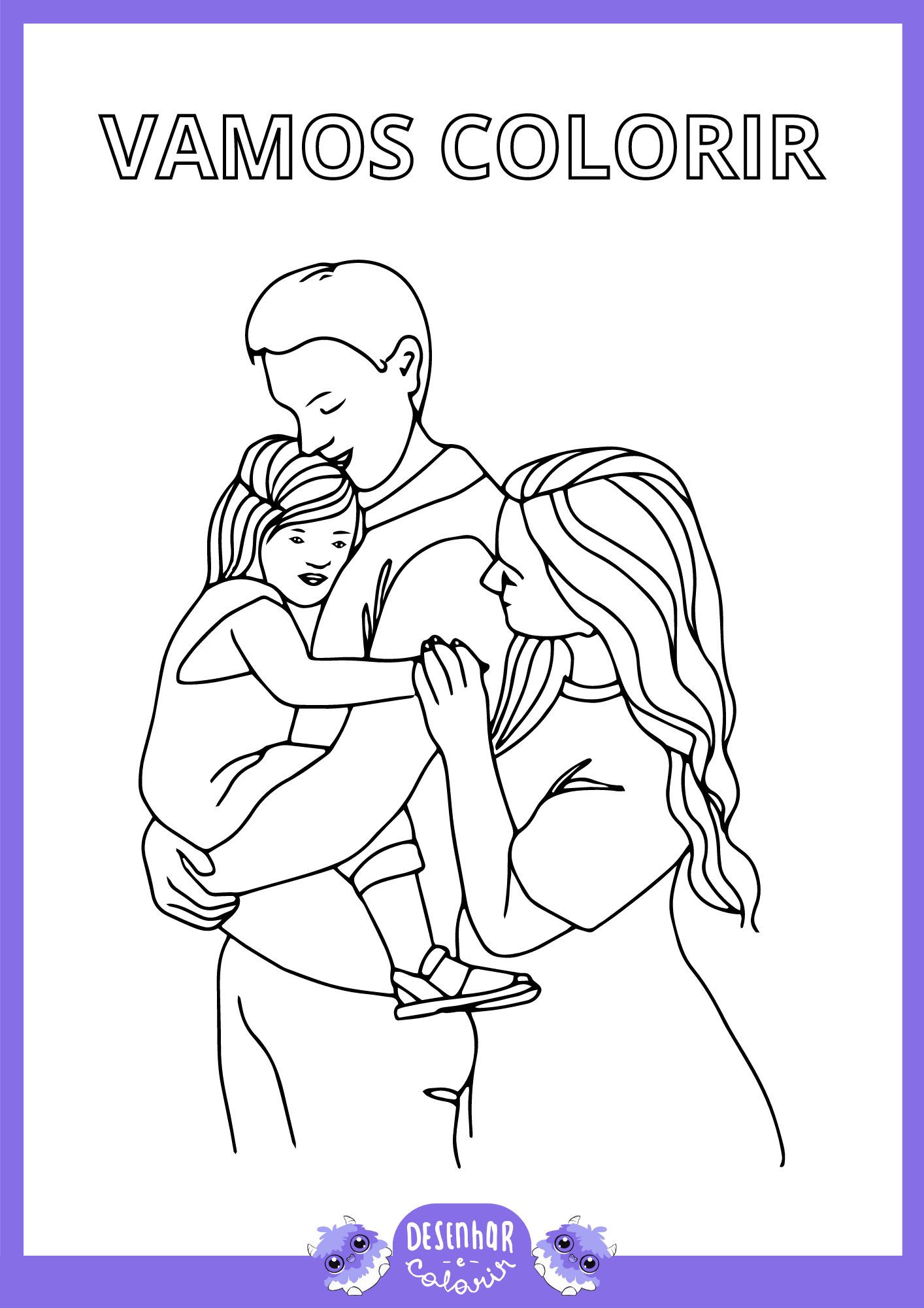 desenho pai e filha para colorir