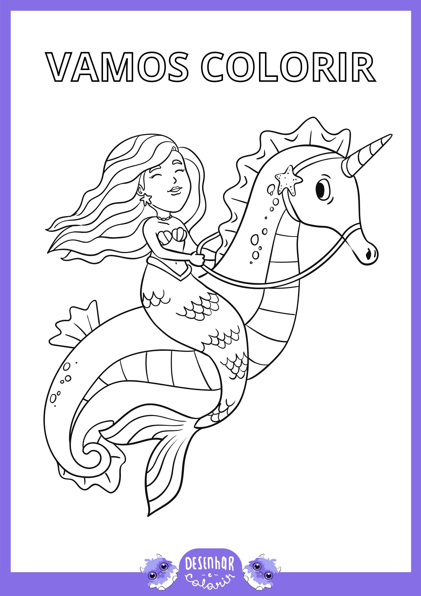 Desenho de sereia para colorir
