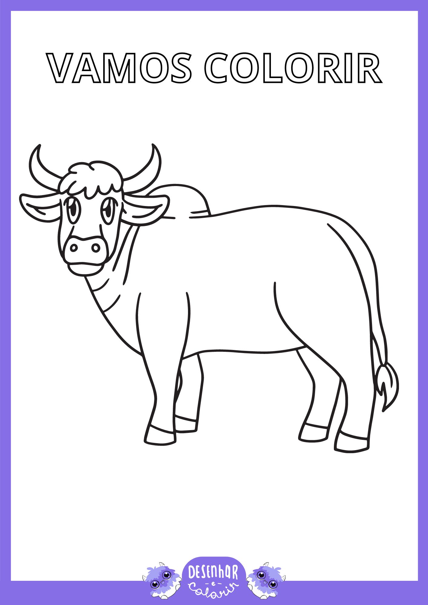 Imagem de um desenho de boi para colorir