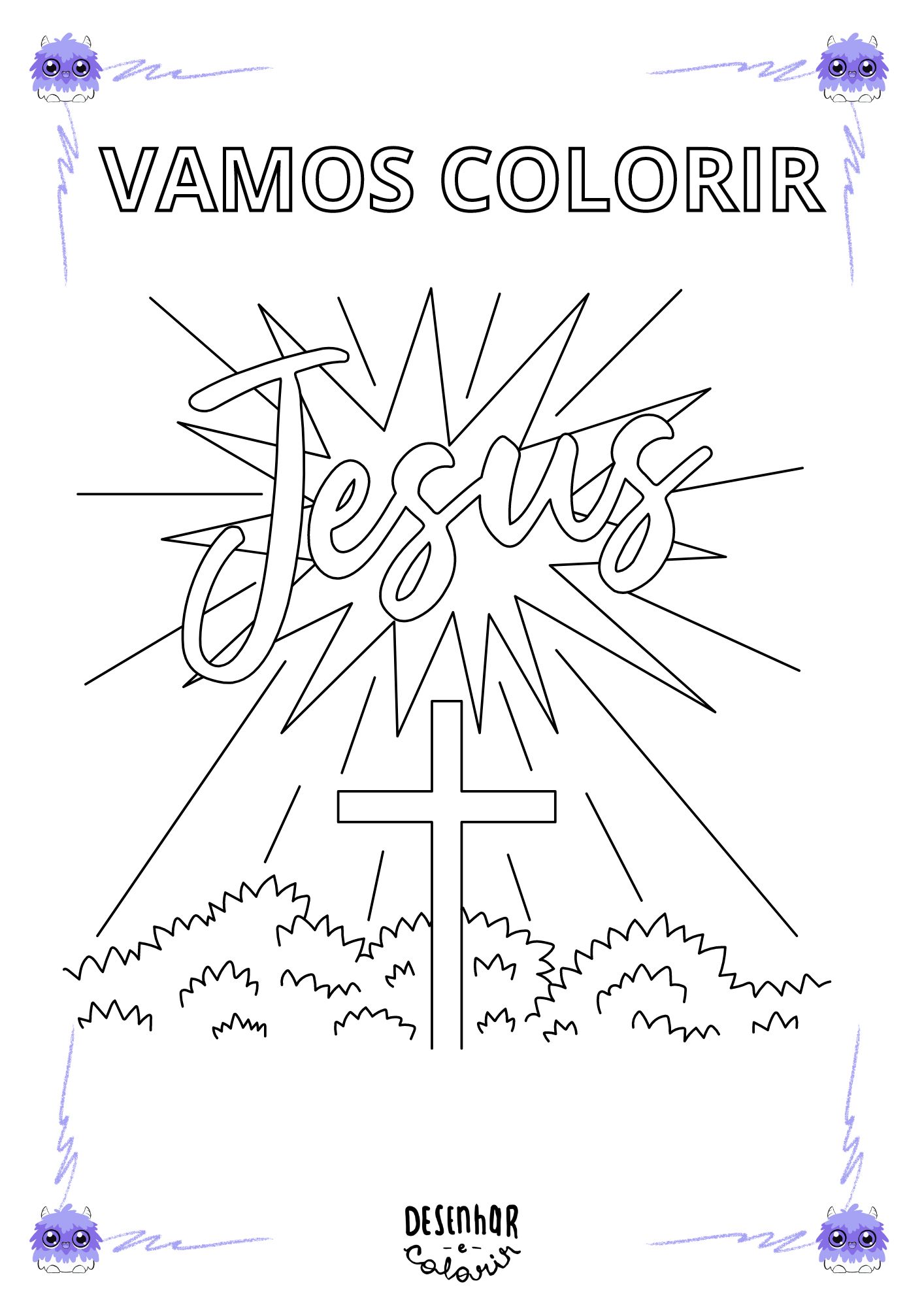 Desenho gospel para colorir com tema bíblico.