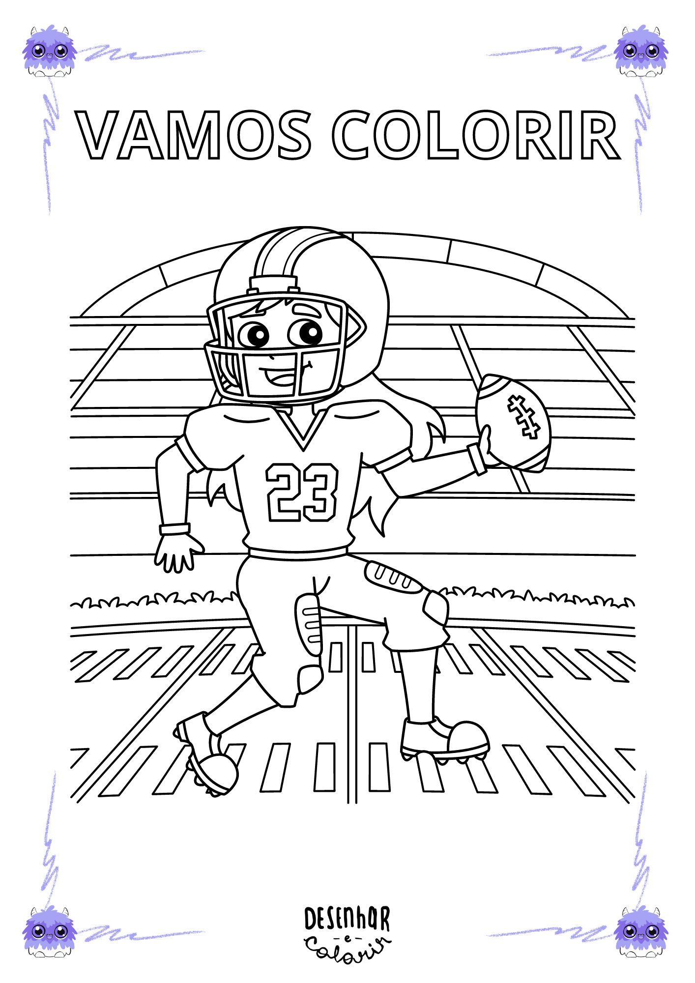 Desenhos de jogadores de futebol americano para colorir.